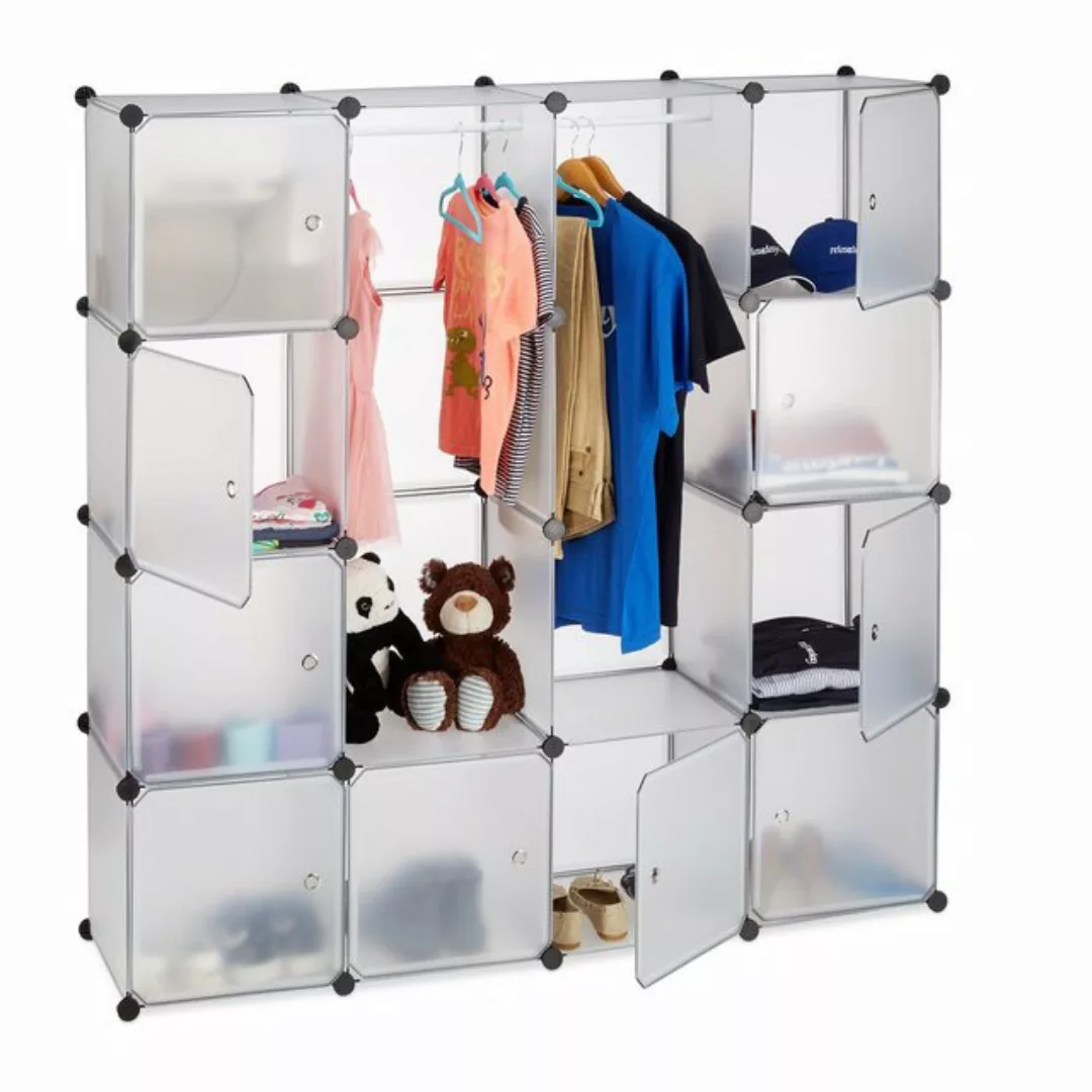 relaxdays Kleiderschrank Kleiderschrank Stecksystem 12 Fächer Transparent günstig online kaufen