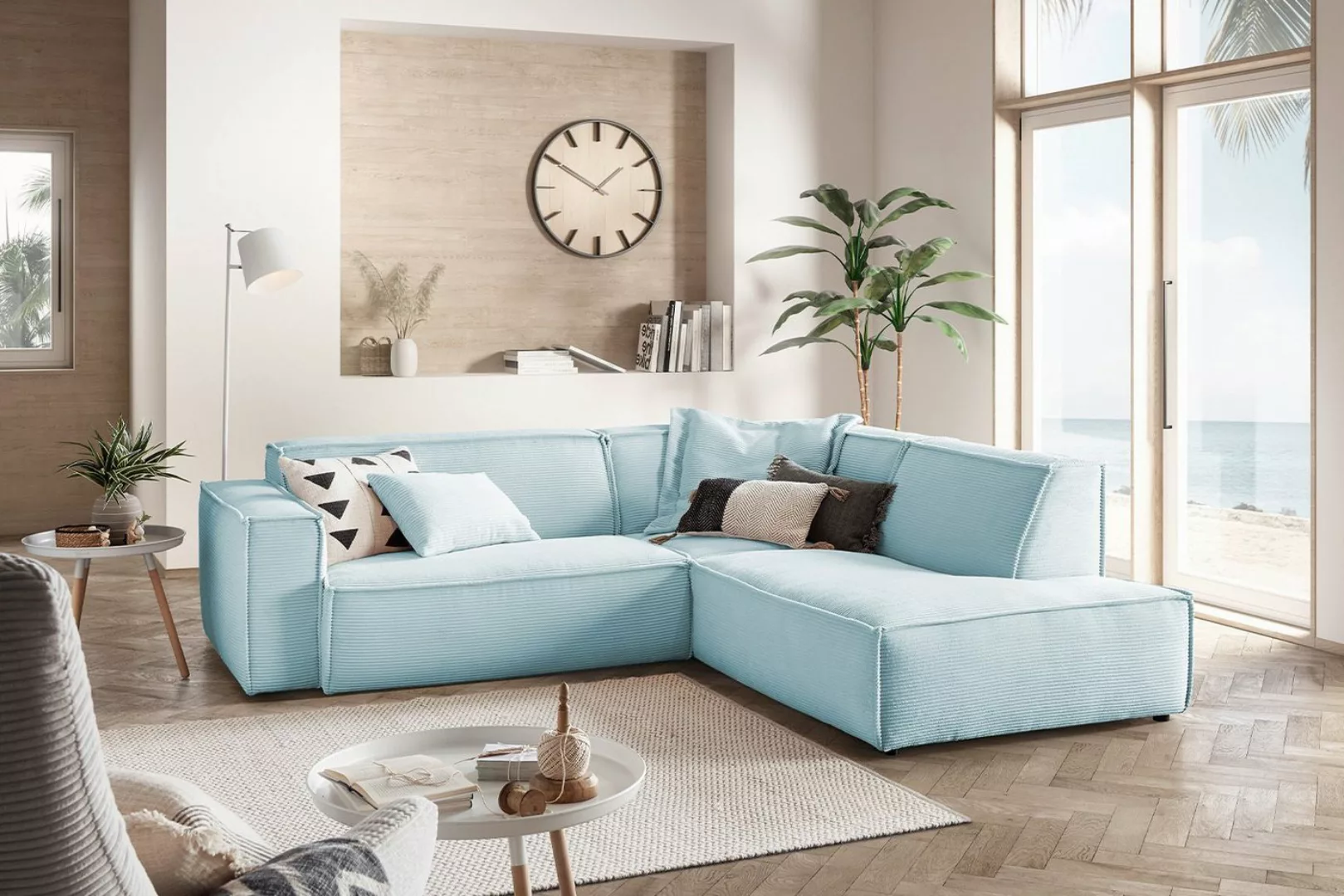 KAWOLA Ecksofa SAMU, Sofa Cord, Recamiere rechts od. links, versch. Farben günstig online kaufen