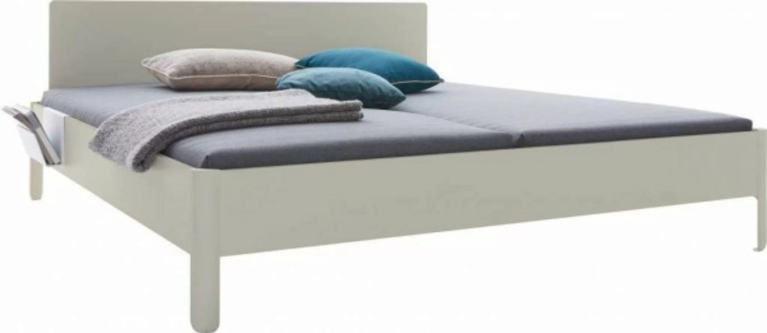 NAIT Doppelbett farbig lackiert Kieselgrau 140 x 200cm Mit Kopfteil günstig online kaufen