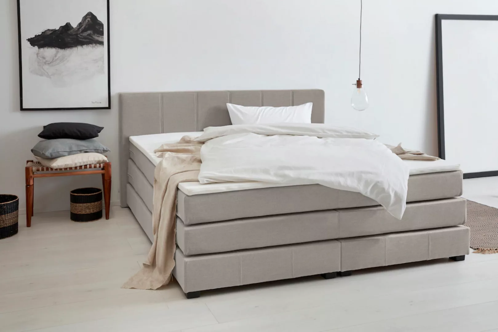 OTTO products Boxspringbett "Peetu", Taschenfederkern-Matratze, in 4 Breite günstig online kaufen