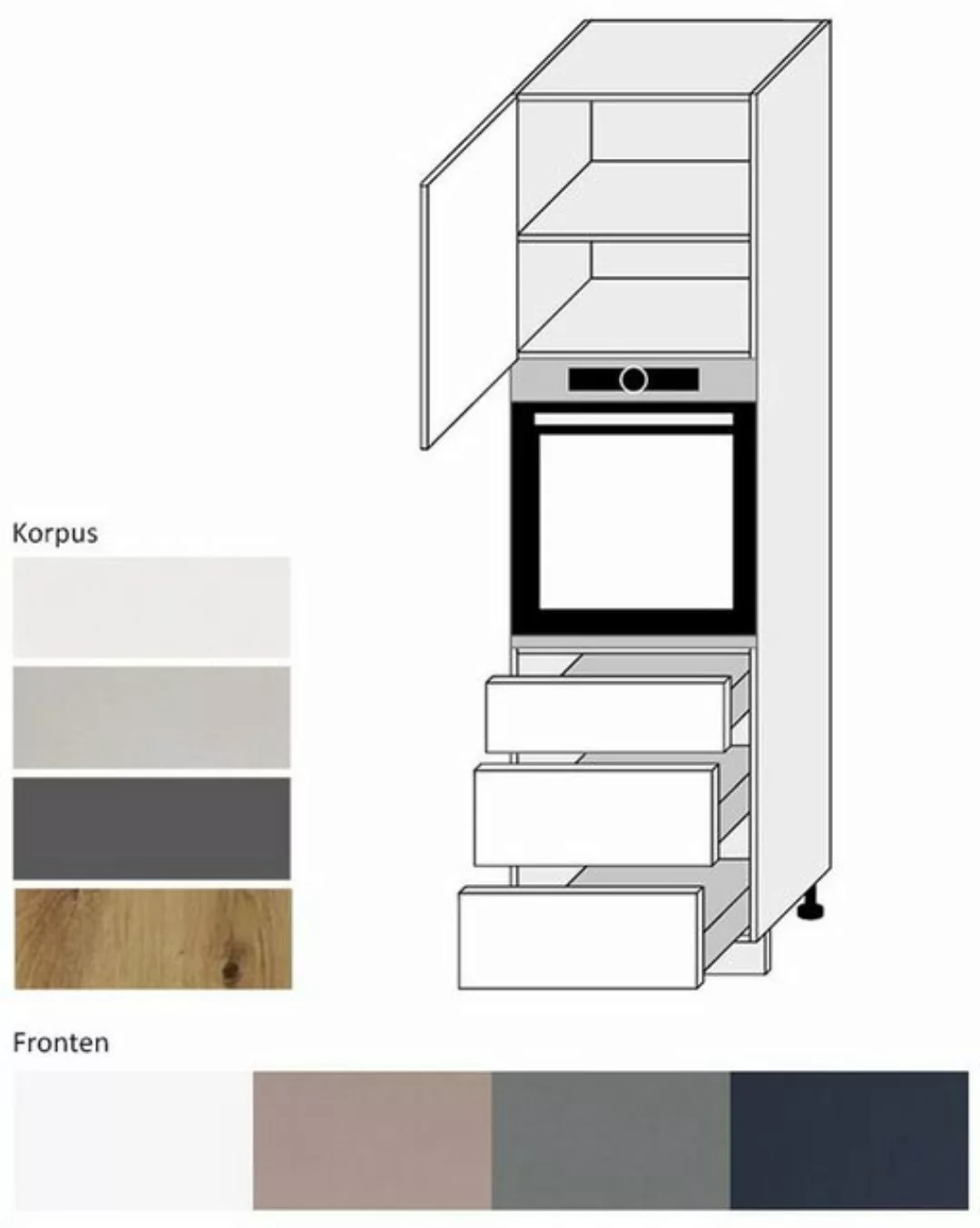 Backofenumbauschrank Bonn B/T/H: 60 cm / 59 cm / 207 cm günstig online kaufen