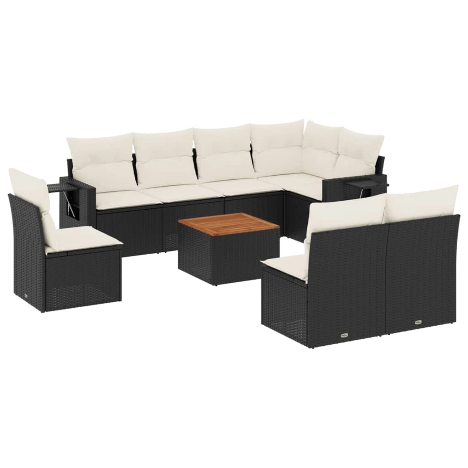 vidaXL 9-Tlg Garten-Sofagarnitur mit Kissen Schwarz Poly Rattan 3256931 günstig online kaufen