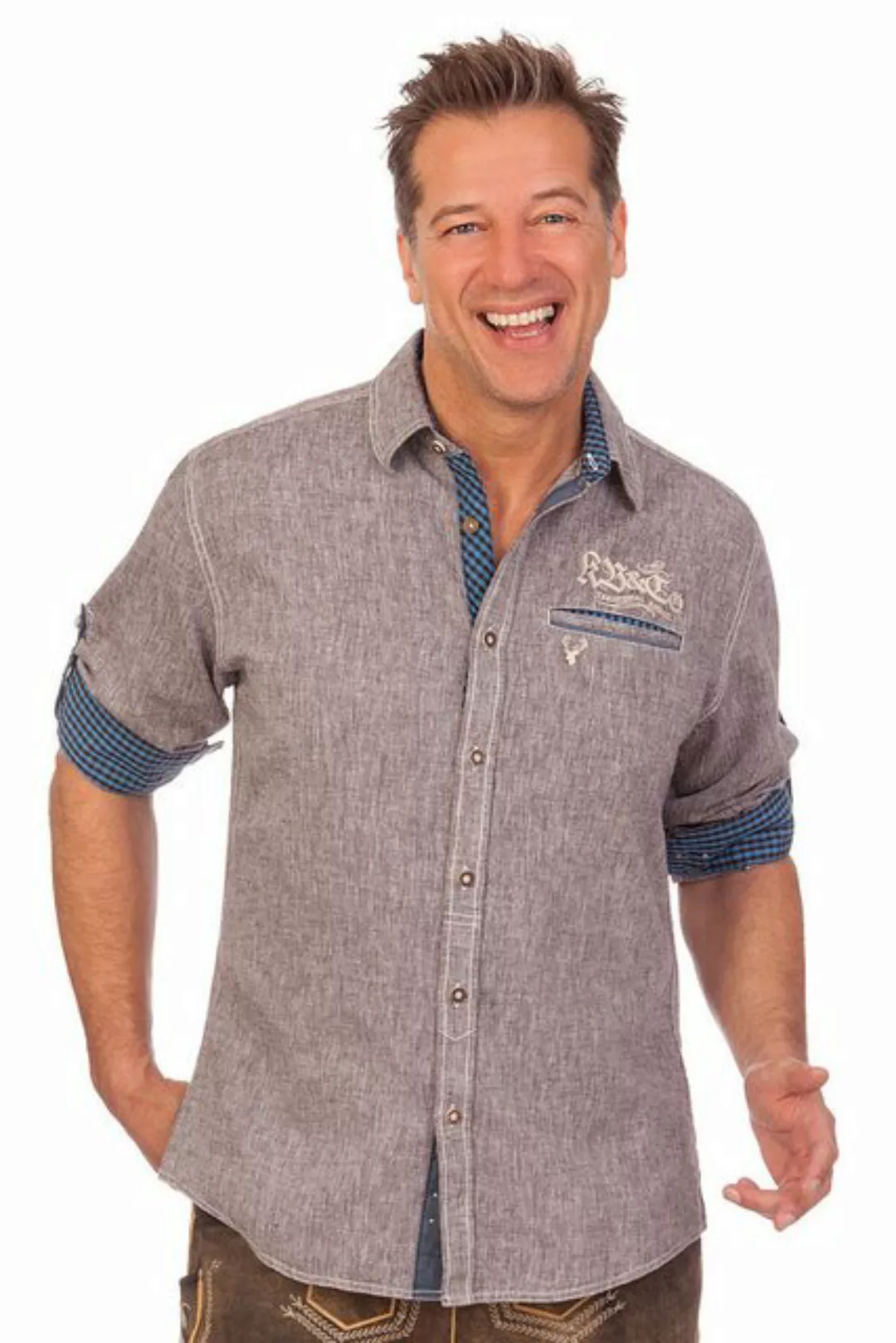 KRÜGER BUAM Trachtenhemd Trachtenhemd - DANIEL - grau günstig online kaufen