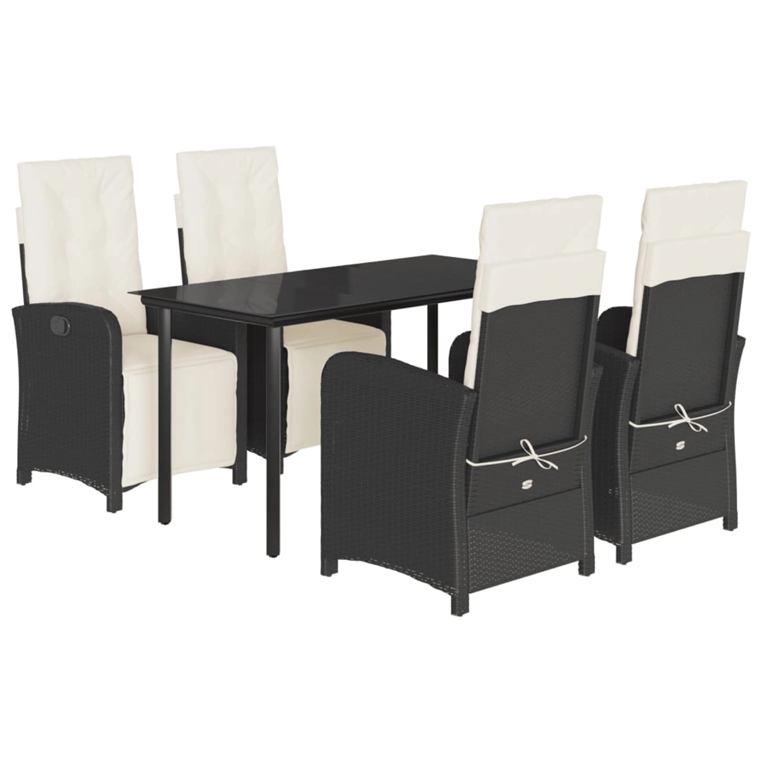 vidaXL 5-Tlg Garten-Essgruppe mit Kissen Schwarz Poly Rattan 3212523 günstig online kaufen