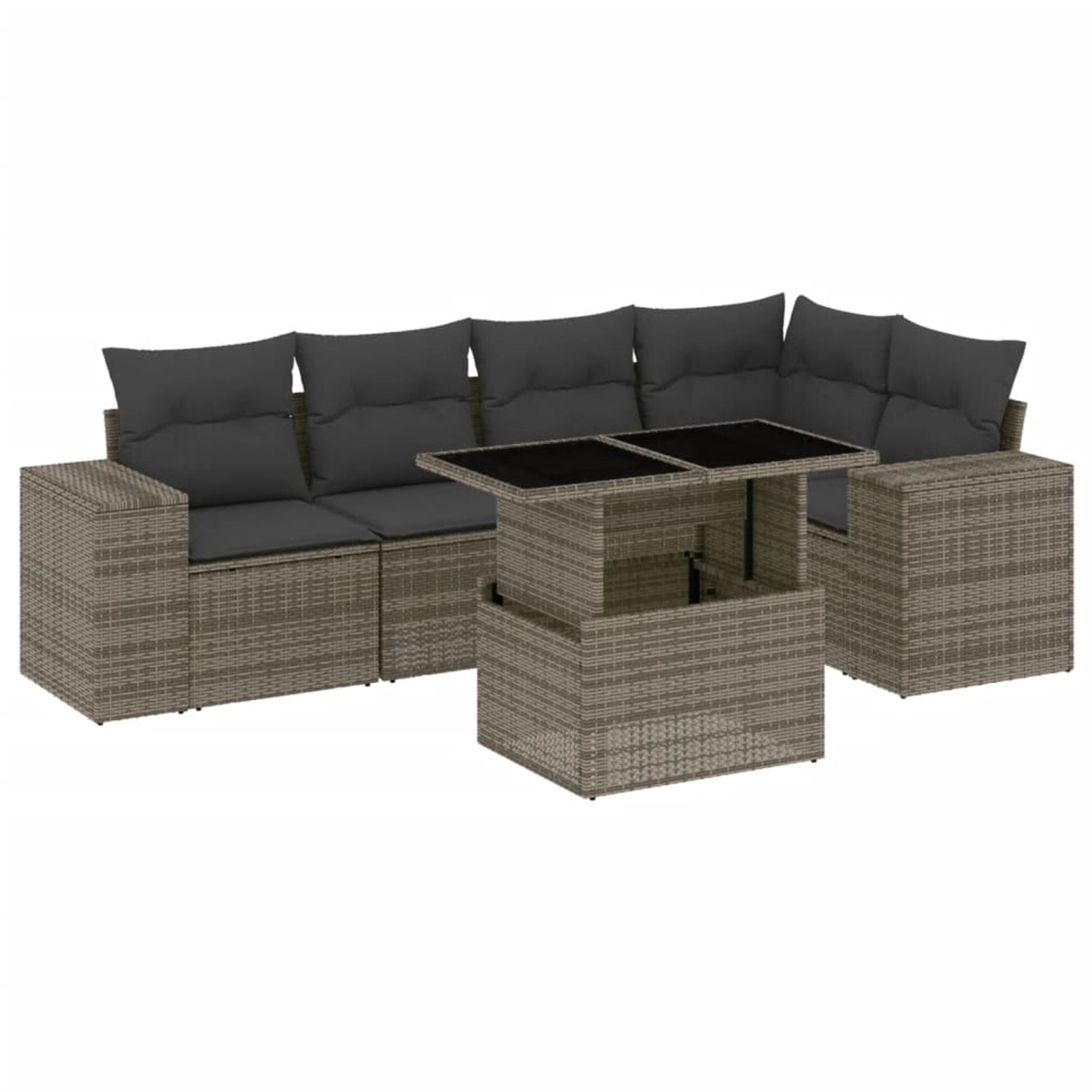 vidaXL 6-tlg Garten-Sofagarnitur mit Kissen Grau Poly Rattan Modell 182 günstig online kaufen