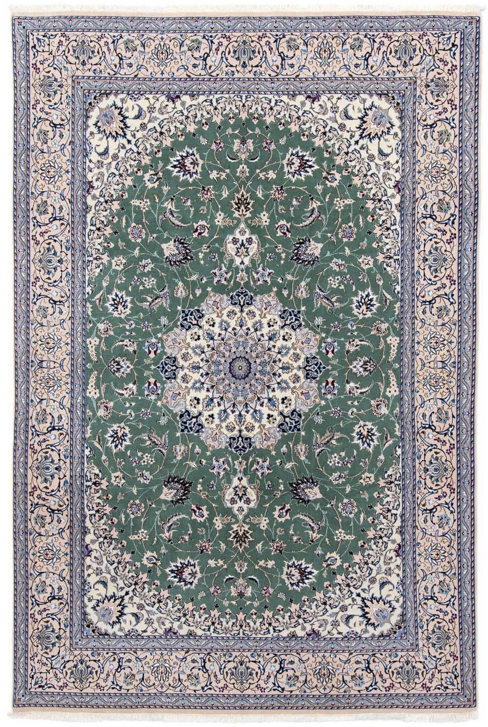 morgenland Wollteppich »Nain 9la Medaillon Verde 302 x 200 cm«, rechteckig, günstig online kaufen