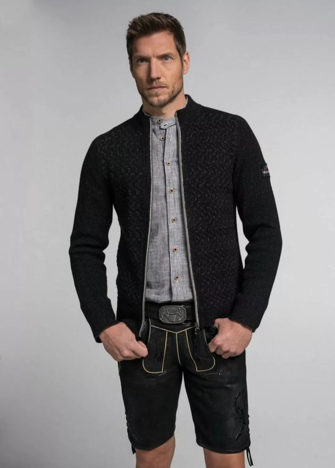 Spieth & Wensky Strickjacke Attila mit lässigem Ärmel-Patch günstig online kaufen