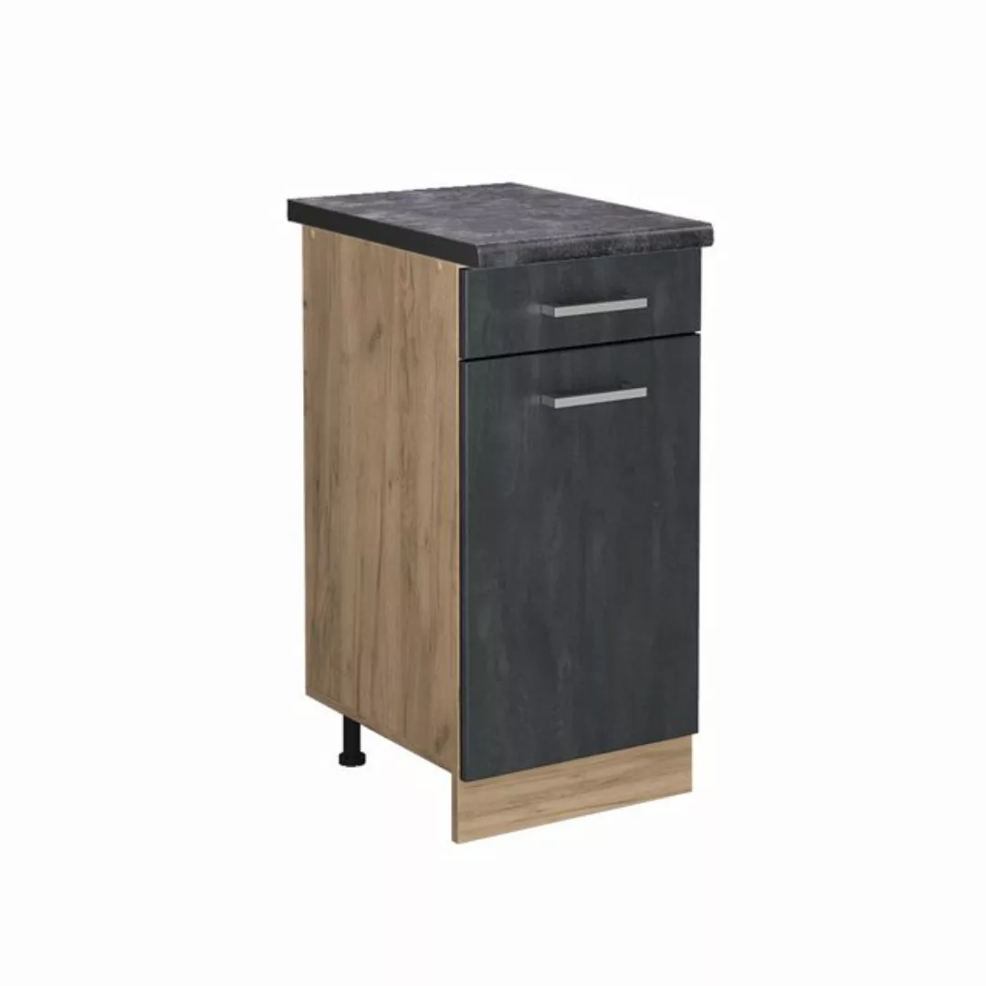 Vicco Unterschrank R-Line, Schwarz Beton/Goldkraft Eiche, 40 cm AP Anthrazi günstig online kaufen