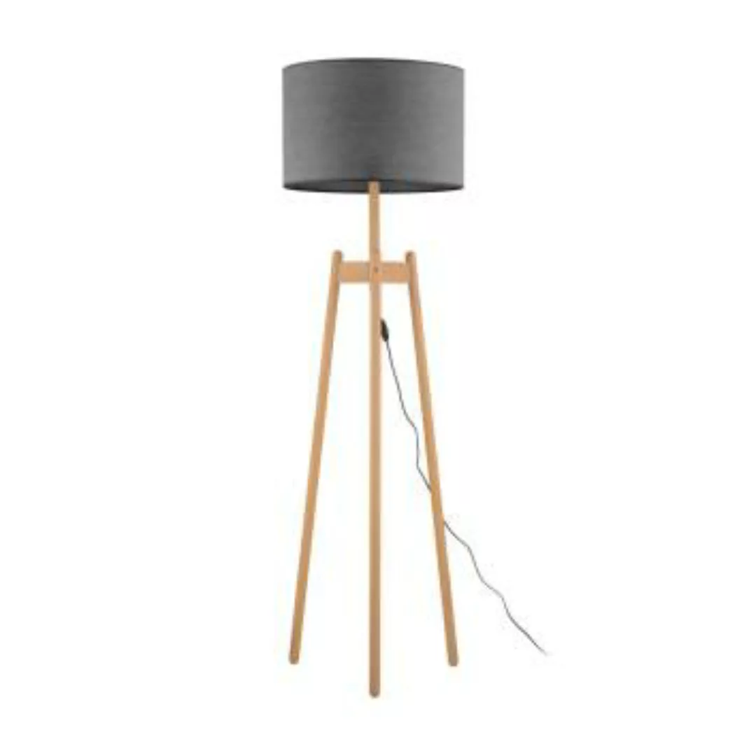 Skandinavische Stehlampe Dreibein Holz Stoff 168 cm E27 günstig online kaufen