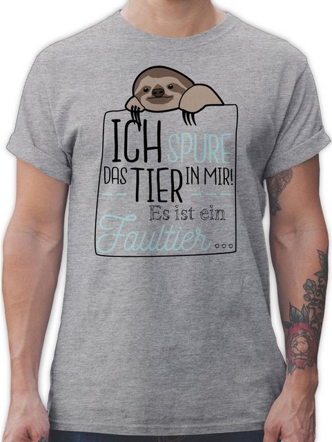 Shirtracer T-Shirt Ich spüre das Tier in mir es ist ein Faultier - schwarz günstig online kaufen