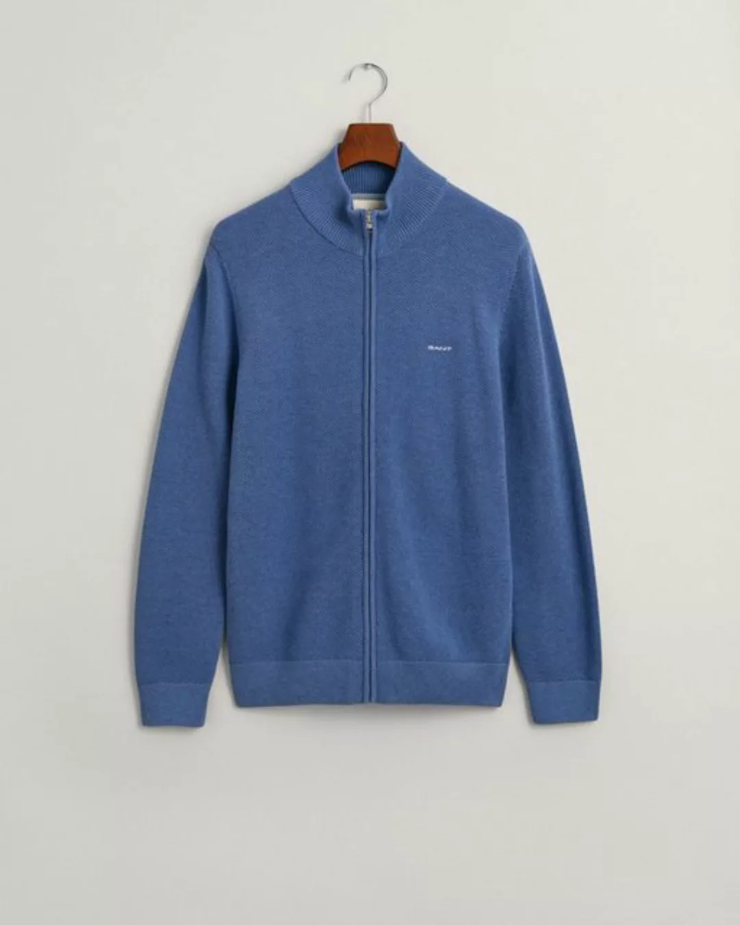 Gant Strickjacke COTTON PIQUE ZIP CARDIGAN, DENIM BLUE MEL günstig online kaufen