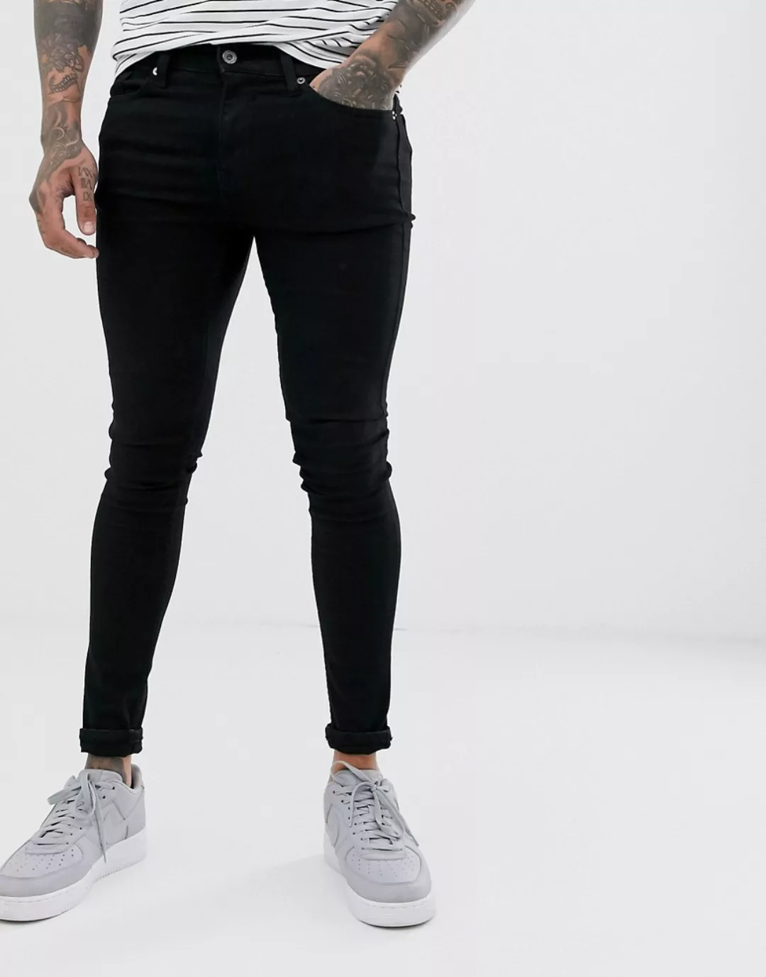 Topman – Schwarze Super-Spray-on-Jeans günstig online kaufen