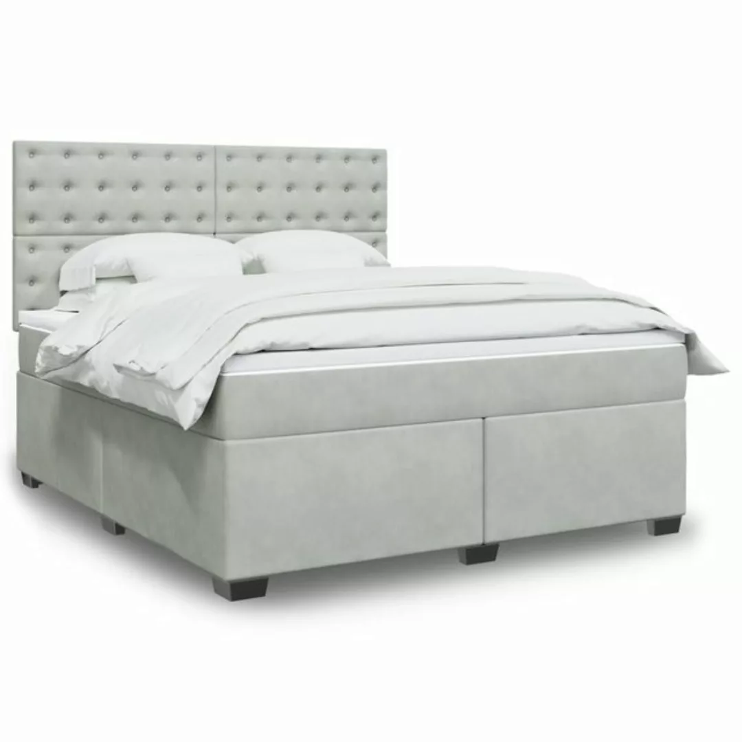 vidaXL Boxspringbett mit Matratze Hellgrau 180x200 cm Samt2099673 günstig online kaufen