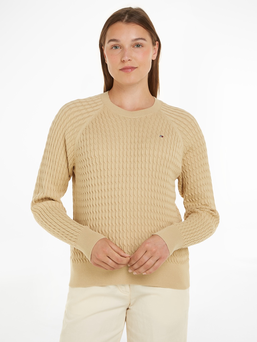 Tommy Hilfiger Rundhalspullover "CO CABLE C-NK SWEATER", mit Zopfmuster günstig online kaufen