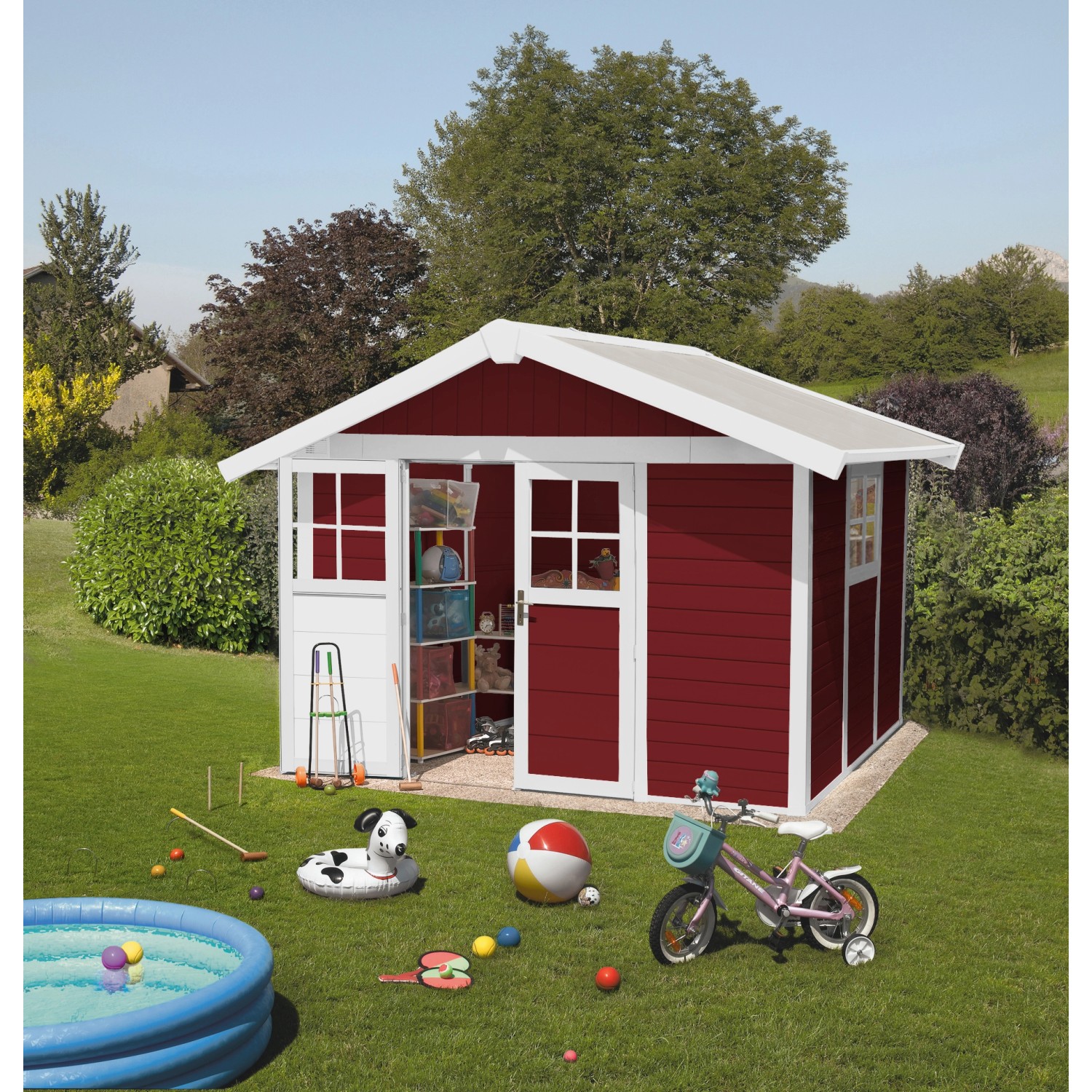 Grosfillex Kunststoff-Gartenhaus Deco H 7.5 Rot BxT: 315 cm x 239 cm günstig online kaufen