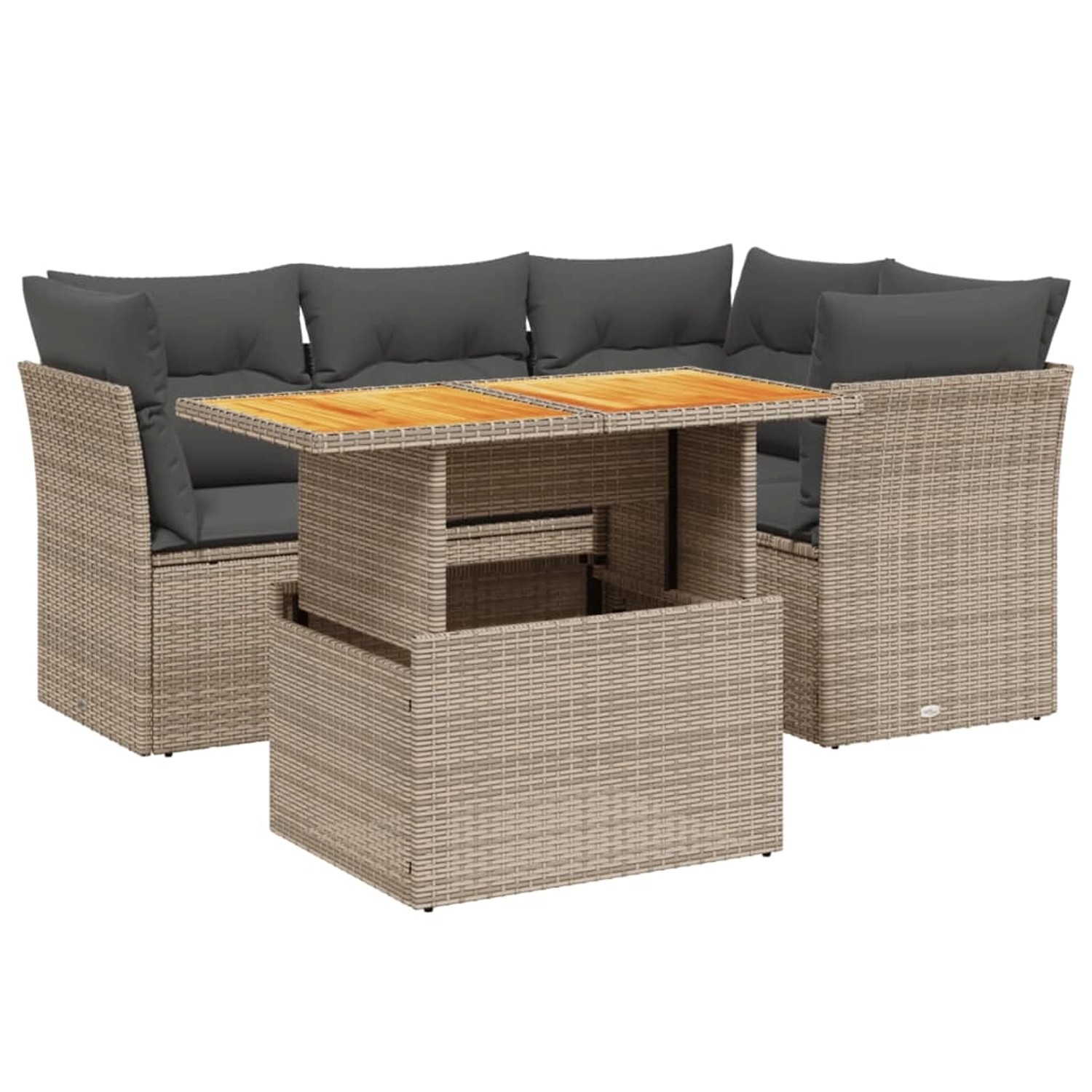vidaXL 5-Tlg Garten-Sofagarnitur mit Kissen Grau Poly Rattan 3270815 günstig online kaufen