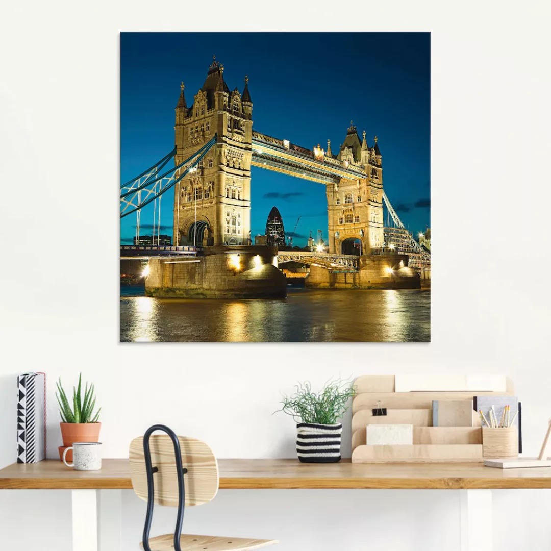 Artland Glasbild "Tower Bridge Abenddämmerung London", Brücken, (1 St.) günstig online kaufen