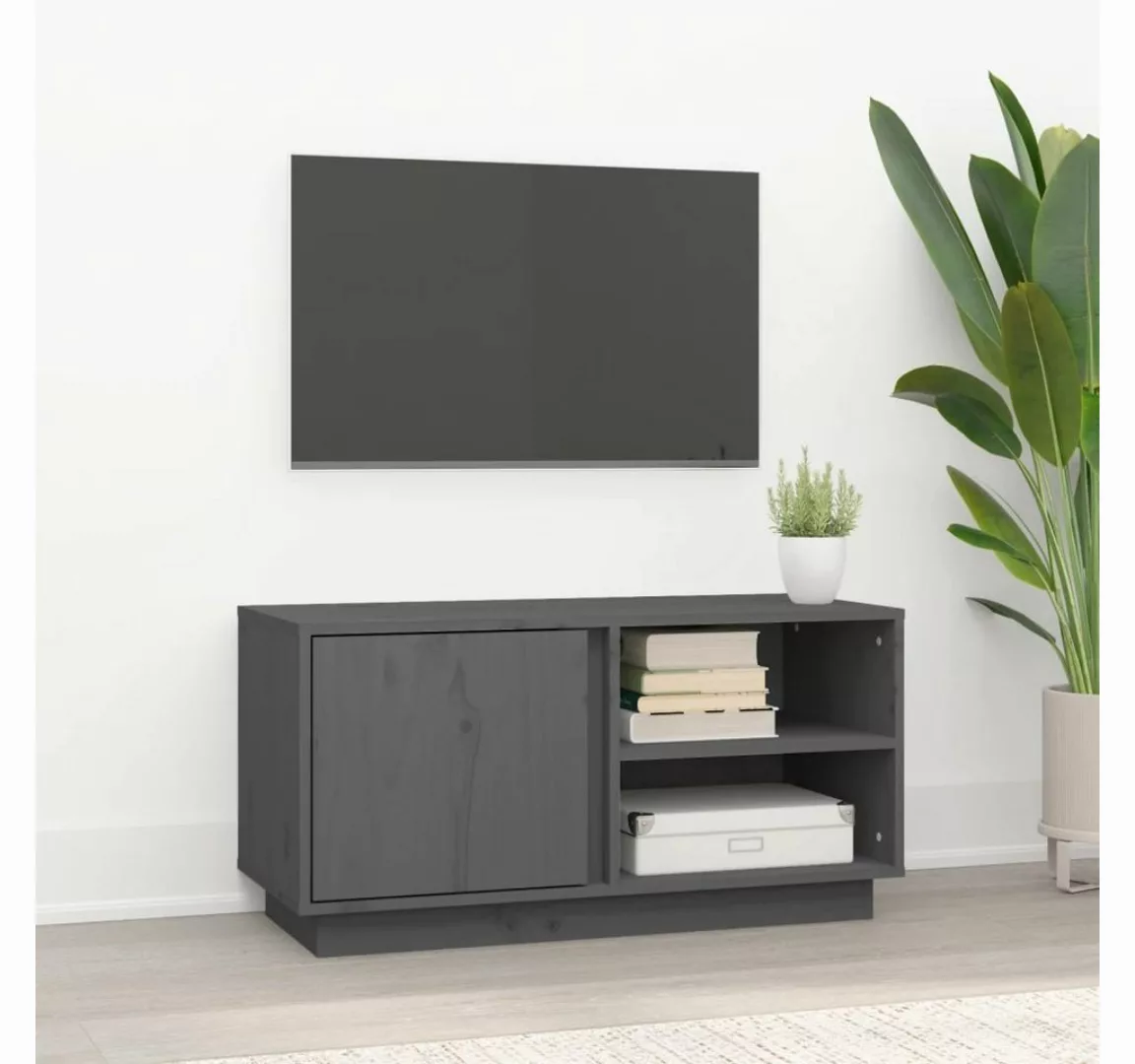 furnicato TV-Schrank Grau 80x35x40,5 cm Massivholz Kiefer günstig online kaufen