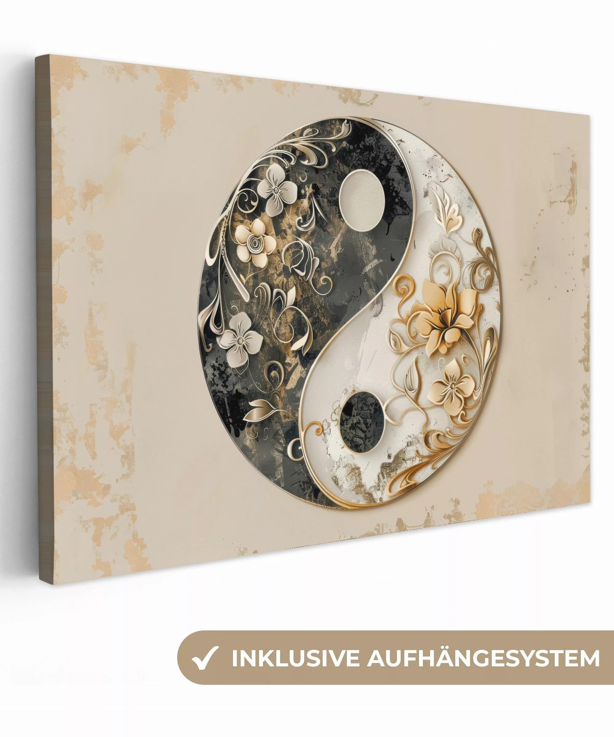 OneMillionCanvasses® Leinwandbild Yin Yang - Blumen günstig online kaufen