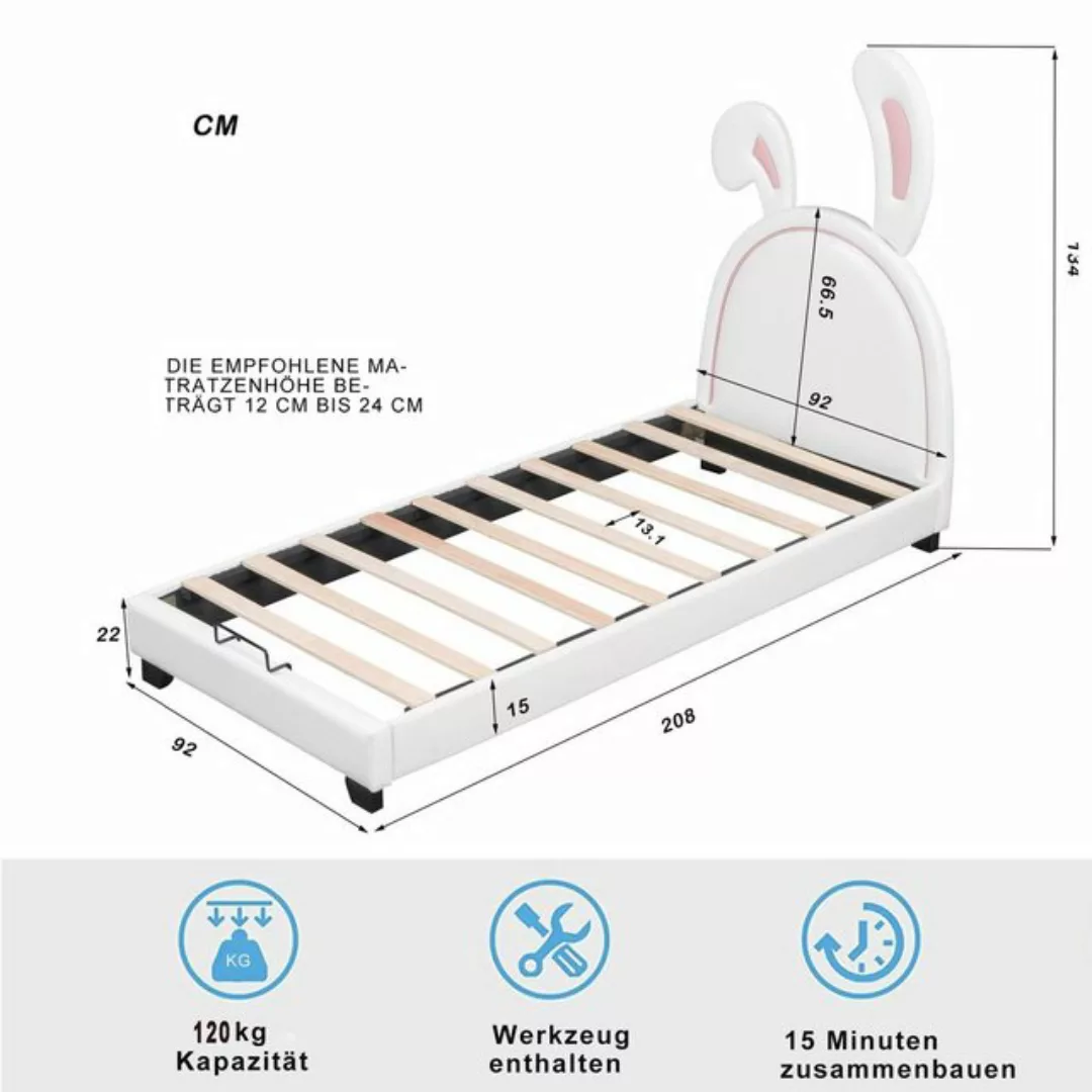 OKWISH Bett Einzelbett Kinderbett Polsterbett 90*200cm (mit Lattenrosten un günstig online kaufen