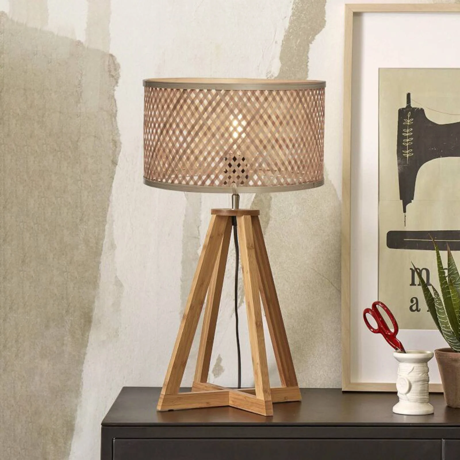 GOOD & MOJO Java Tischlampe Pyramide natur günstig online kaufen