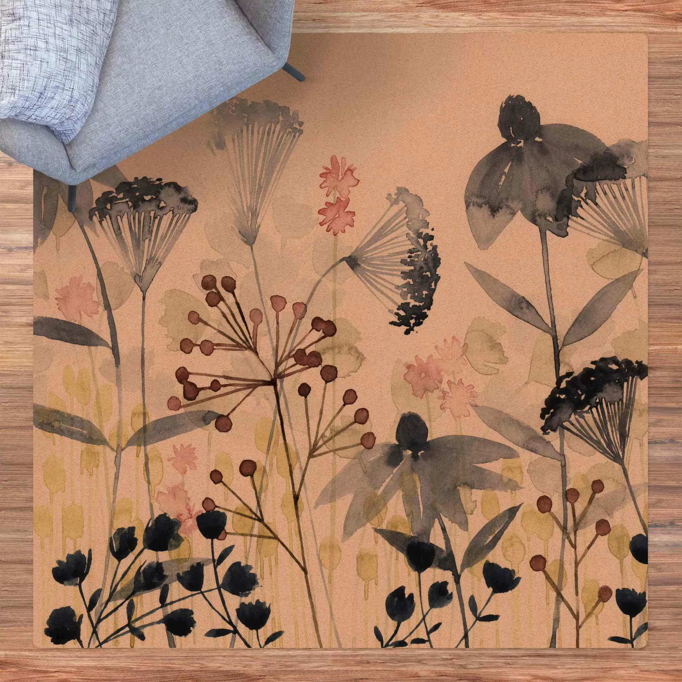Kork-Teppich Wildblumen Aquarell I günstig online kaufen