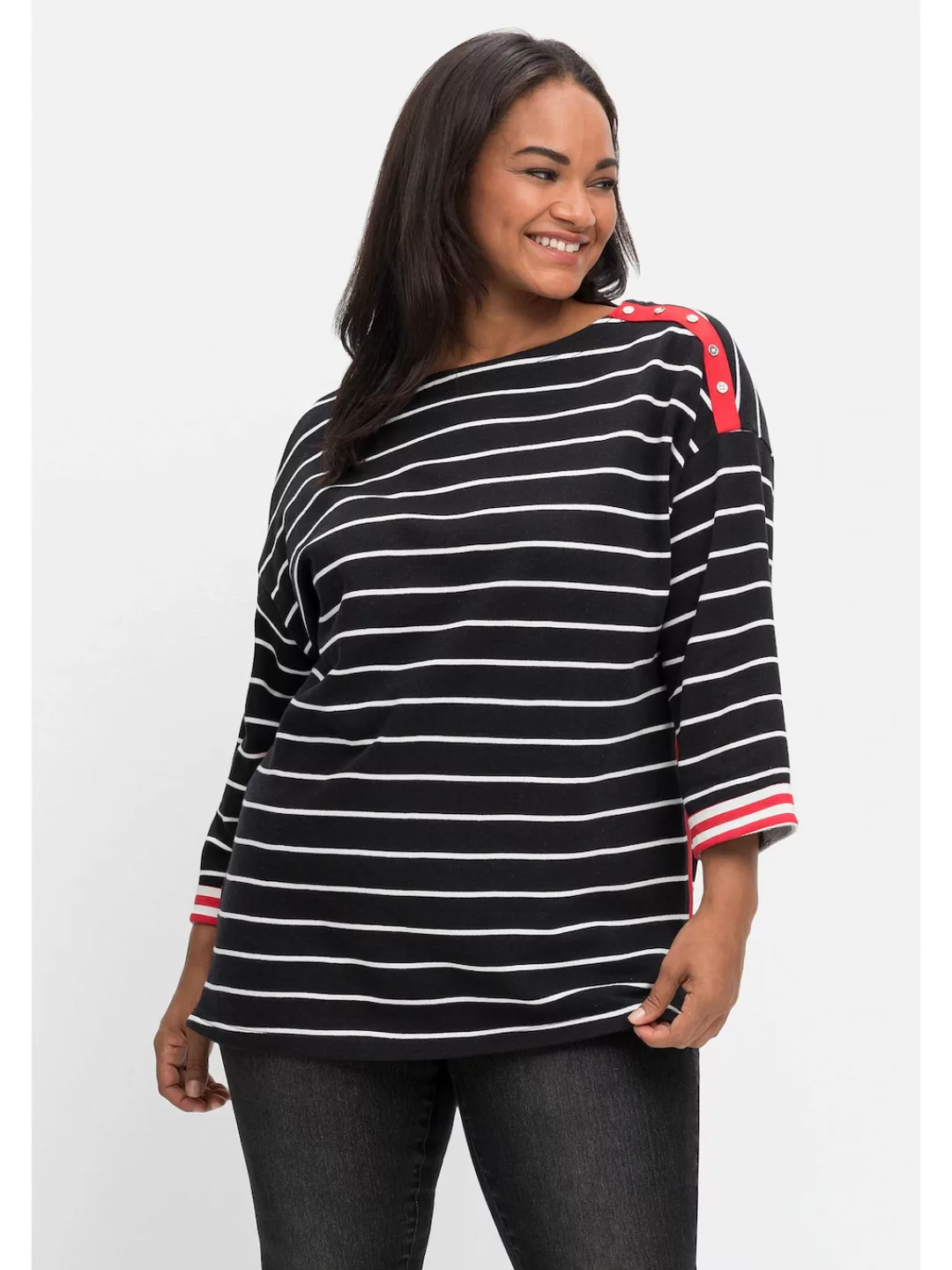 Sheego Sweatshirt "Große Größen", mit Ringeln und Kontrastdetails günstig online kaufen