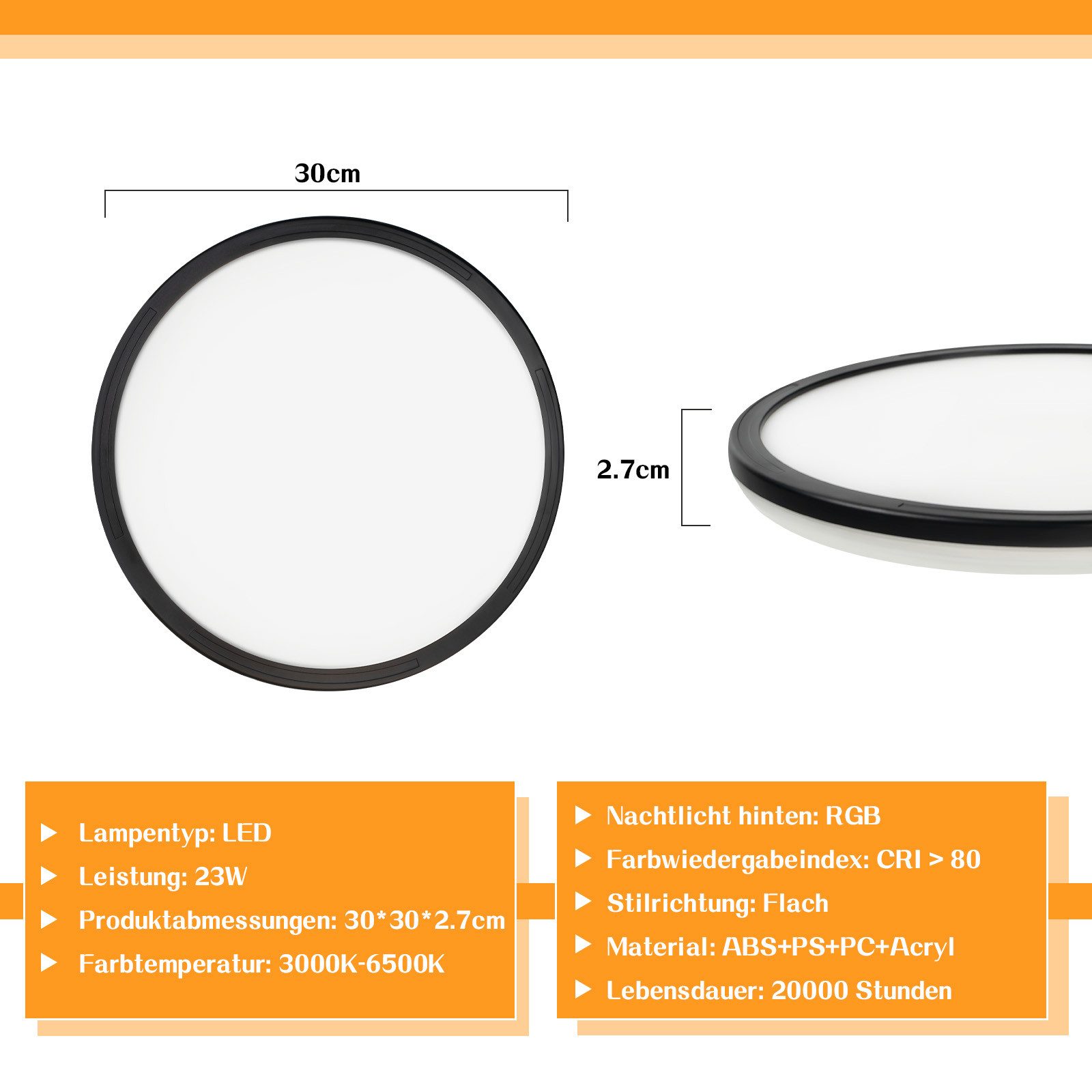 ZMH LED Deckenleuchte RGB Hintergrundleuchtung Dünn günstig online kaufen