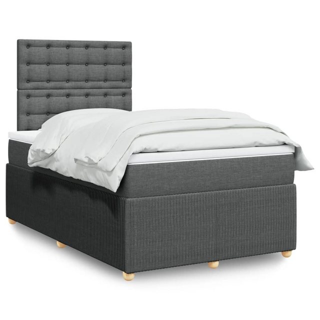 vidaXL Boxspringbett, Boxspringbett mit Matratze Dunkelgrau 120x190 cm Stof günstig online kaufen