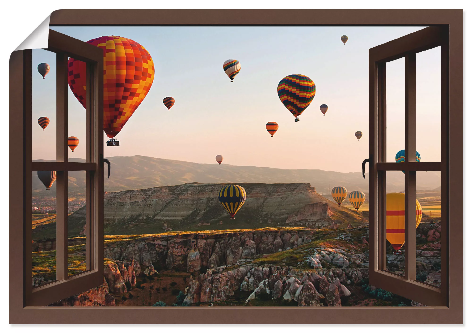 Artland Wandbild "Fensterblick Kappadokien Ballonfahrt", Ballonfahren, (1 S günstig online kaufen