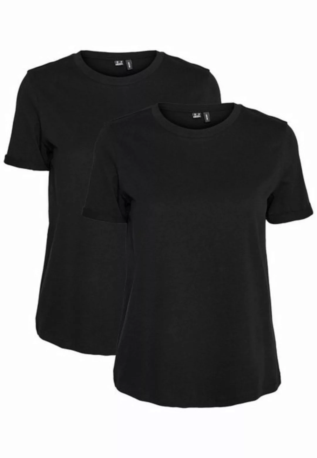 Vero Moda T-Shirt 2er Pack Basic T-Shirt VMPAULA (2-tlg) 5270 in Schwarz günstig online kaufen