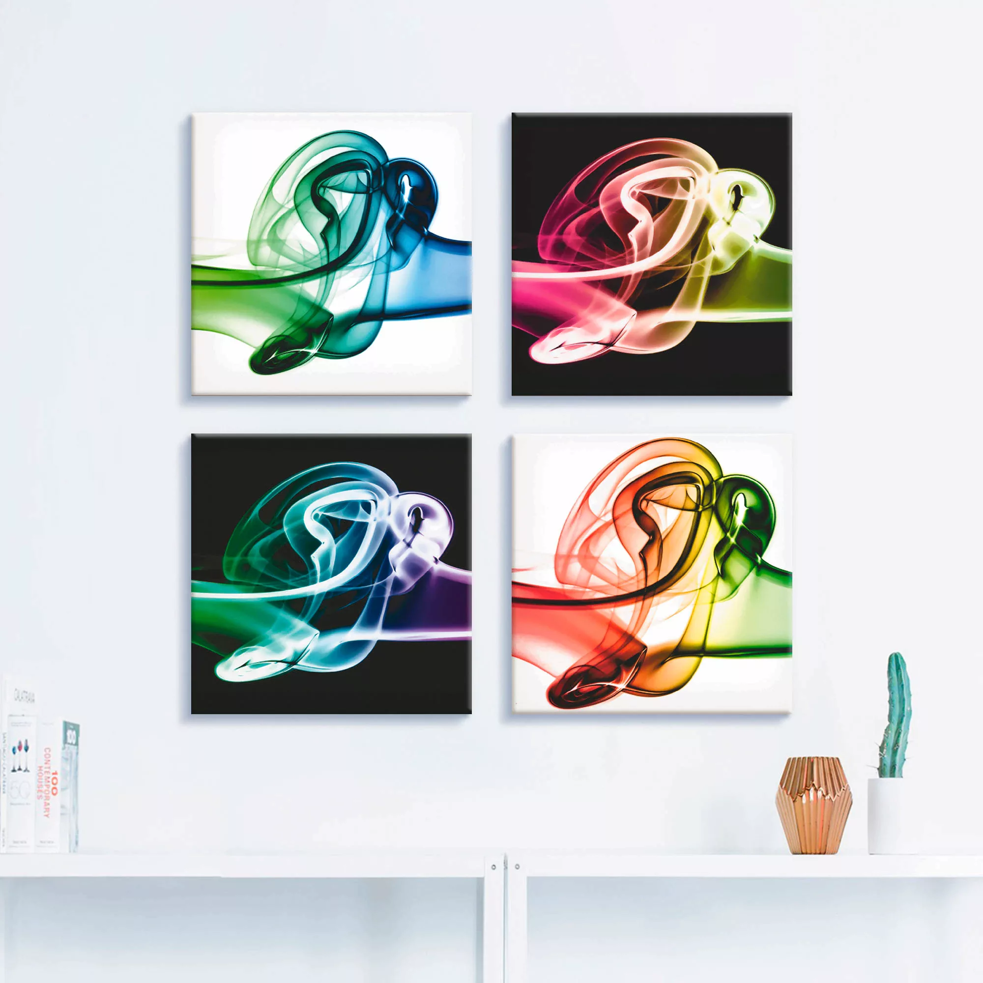 Artland Leinwandbild "Aufeinanderprallen von Farben", Gegenstandslos, (4 St günstig online kaufen