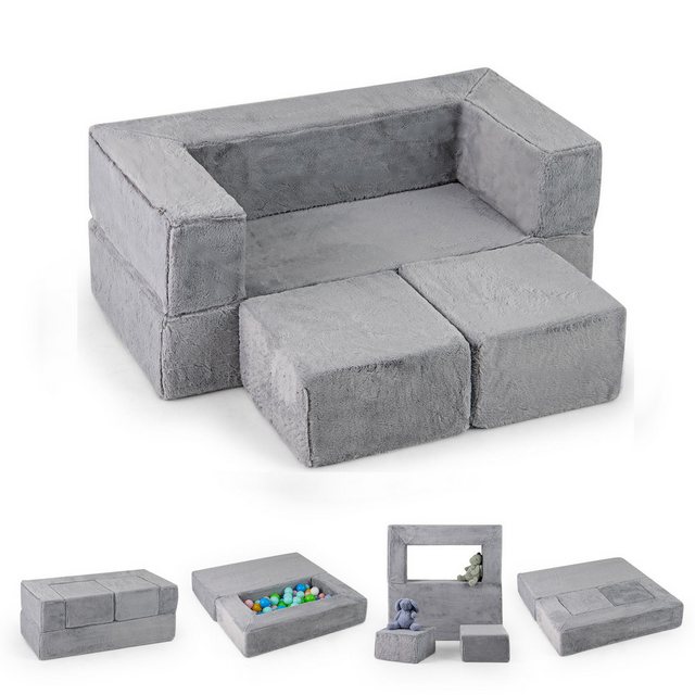 COSTWAY Kindersofa, Modulares Spielsofa für 2 Kinder, 100 x 52 x 42 cm günstig online kaufen