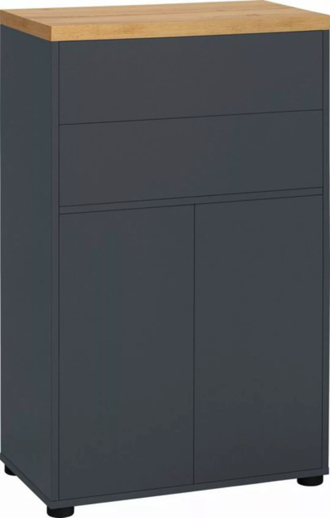 freiraum Midischrank Vinga 1 Tür, 2 Schubladen, in Grau - 60x102x35cm (BxHx günstig online kaufen