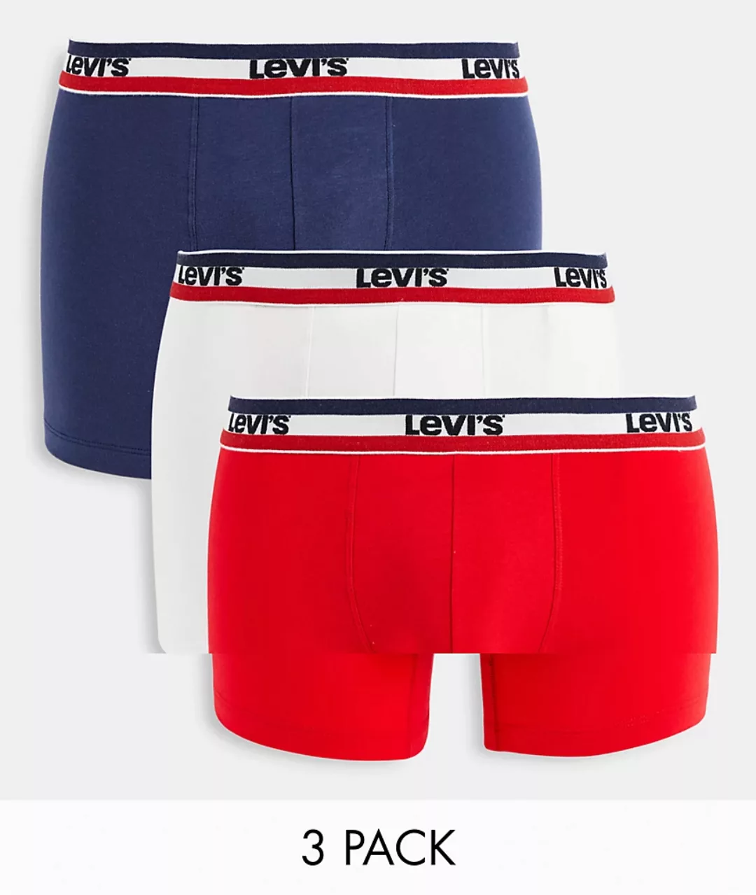 Levi's – Sportkleidung – Boxershorts mit Logo in Marine, Rot und Weiß im 3e günstig online kaufen