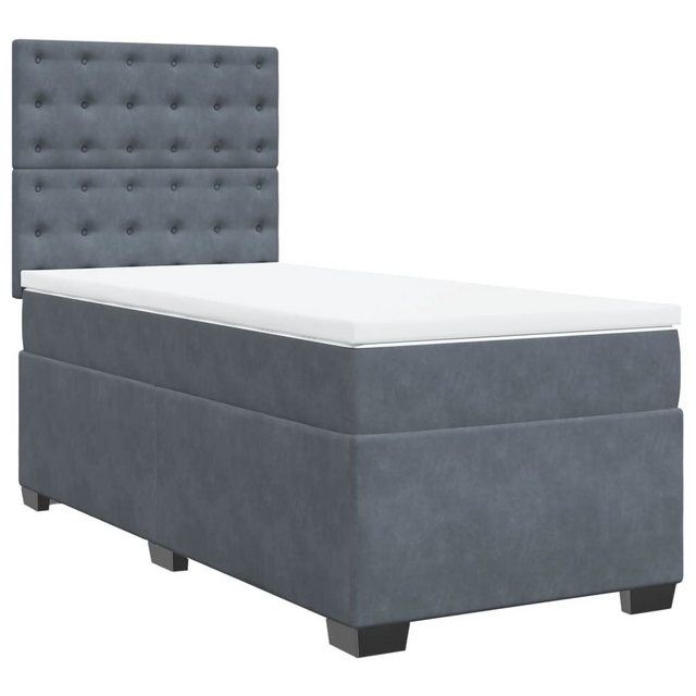 vidaXL Boxspringbett Boxspringbett mit Matratze Dunkelgrau 90x200 cm Samt B günstig online kaufen