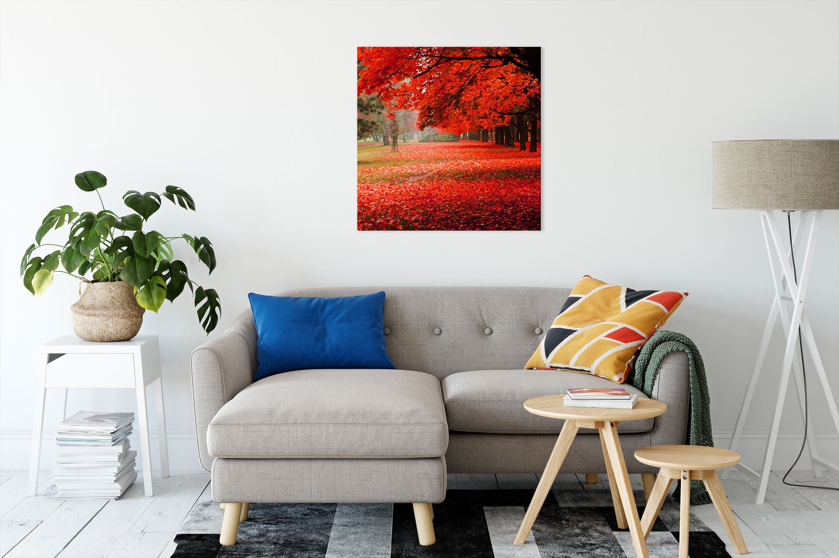 Pixxprint Leinwandbild Rot gefärbter Park im günstig online kaufen