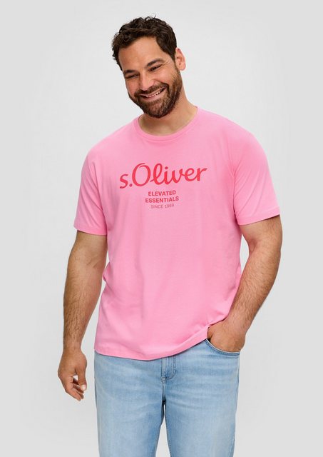 s.Oliver Kurzarmshirt T-Shirt mit Label-Print Logo günstig online kaufen