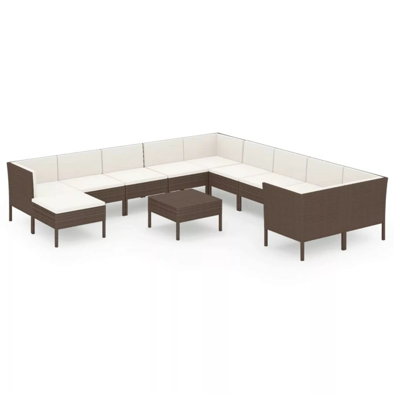 12-tlg. Garten-lounge-set Mit Auflagen Poly Rattan Braun günstig online kaufen