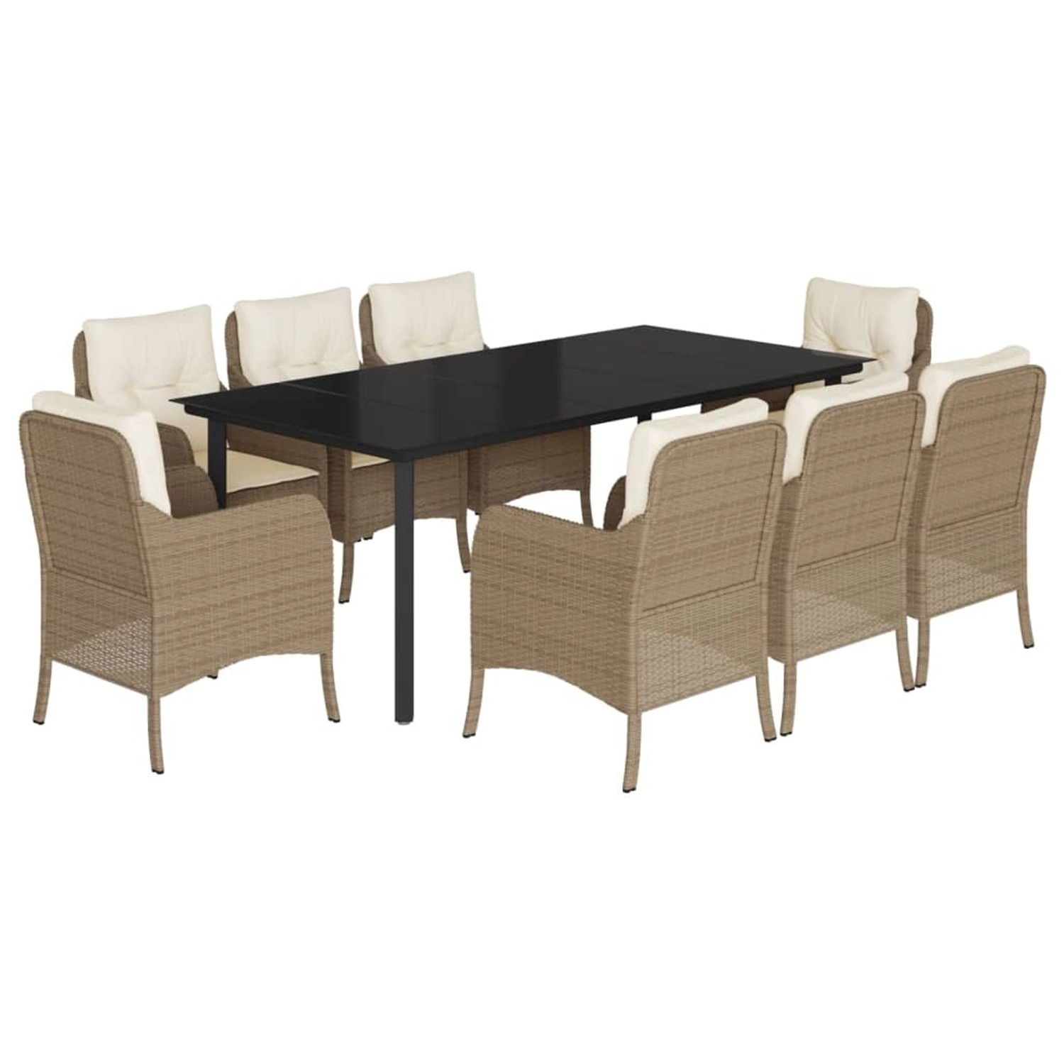 vidaXL 9-Tlg Garten-Essgruppe mit Kissen Beige Poly Rattan 3211975 günstig online kaufen