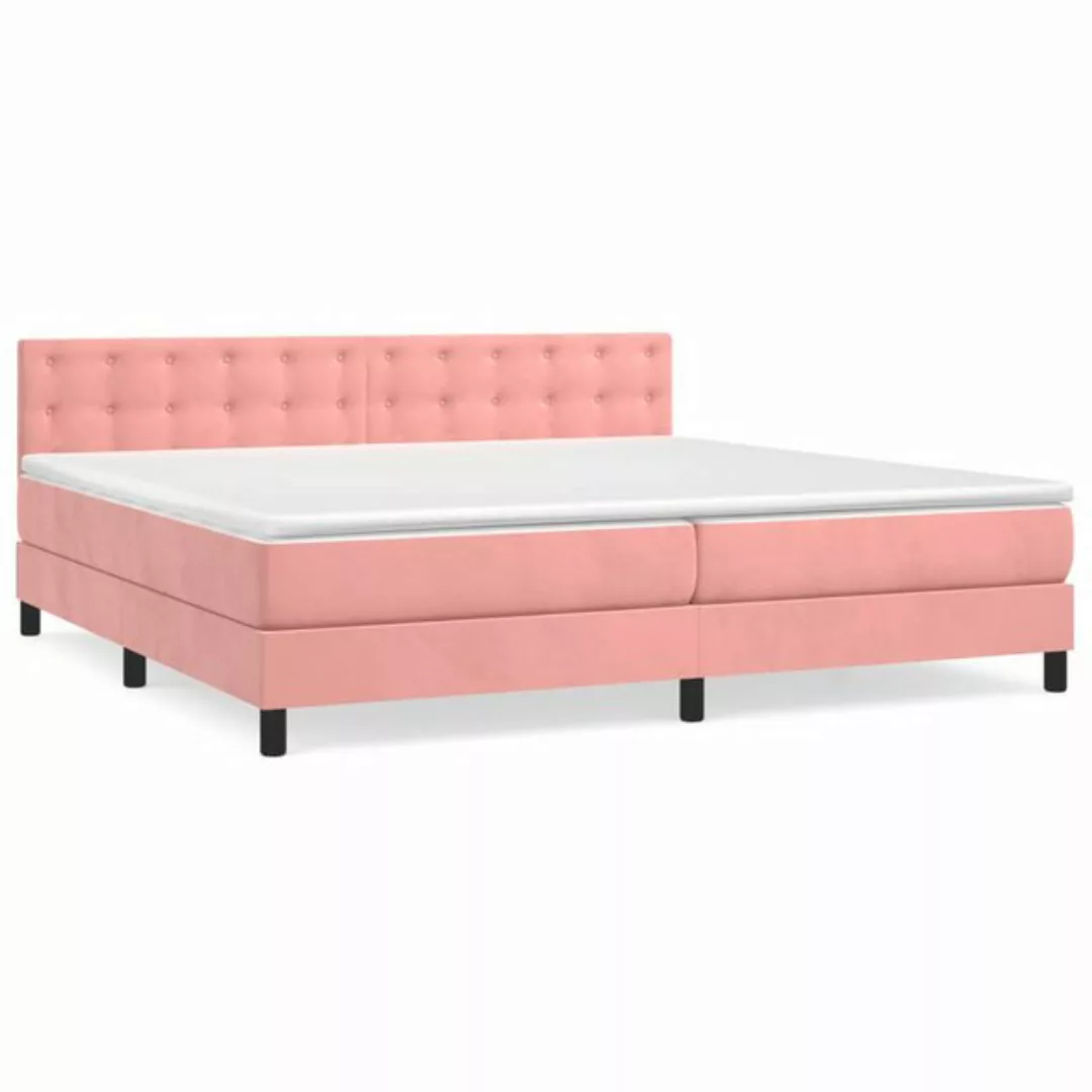 vidaXL Boxspringbett Boxspringbett mit Matratze Rosa 200x200 cm Samt Bett B günstig online kaufen