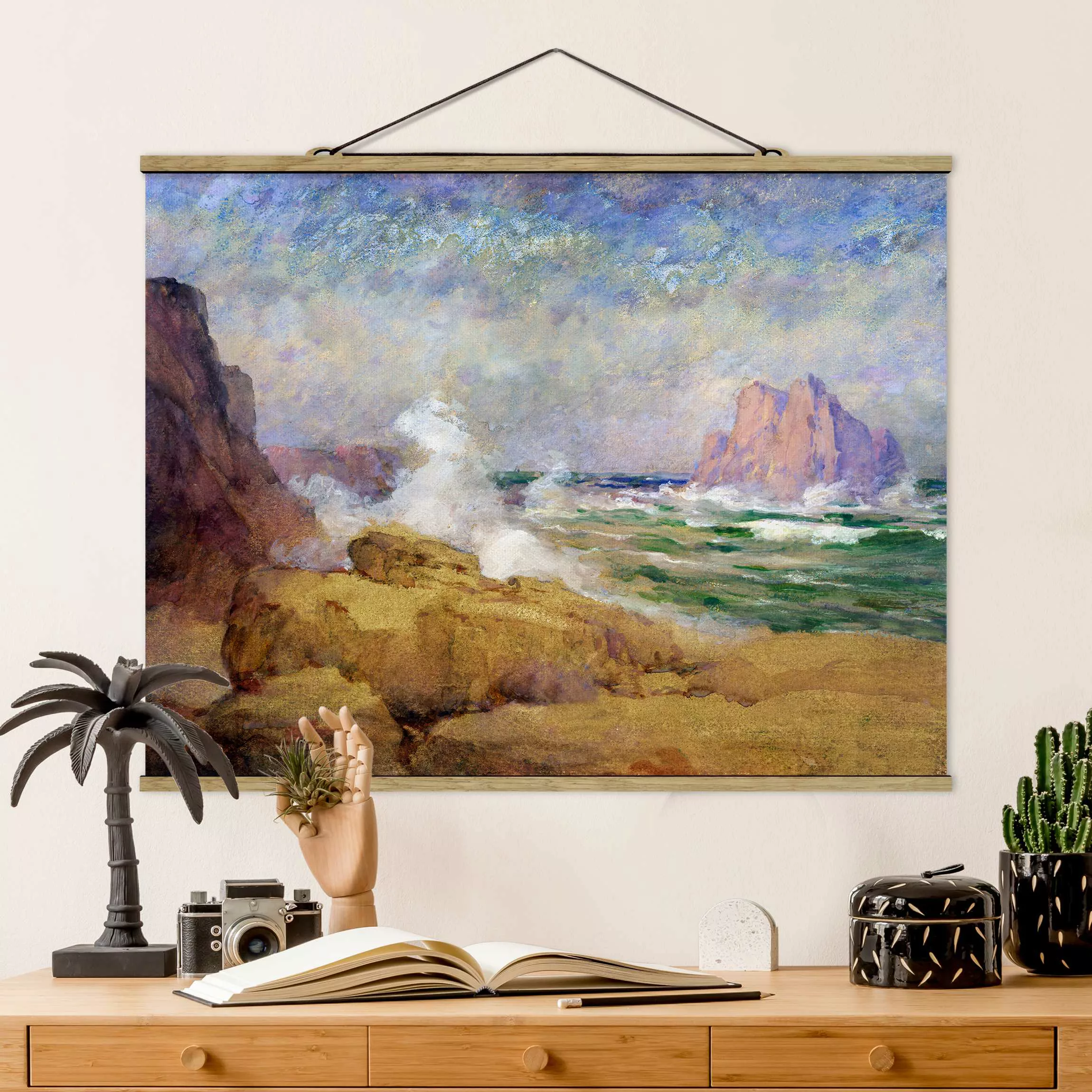 Stoffbild mit Posterleisten Ozean an der Bucht Malerei günstig online kaufen