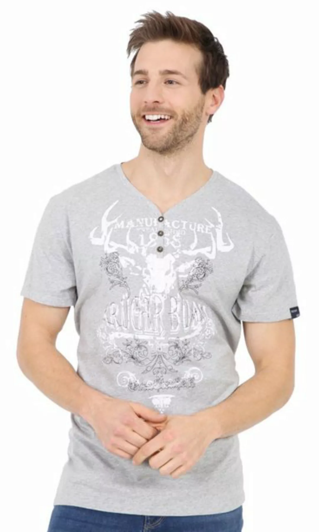 Krüger Madl T-Shirt Herren Shirt Trachtenheld, Grau günstig online kaufen