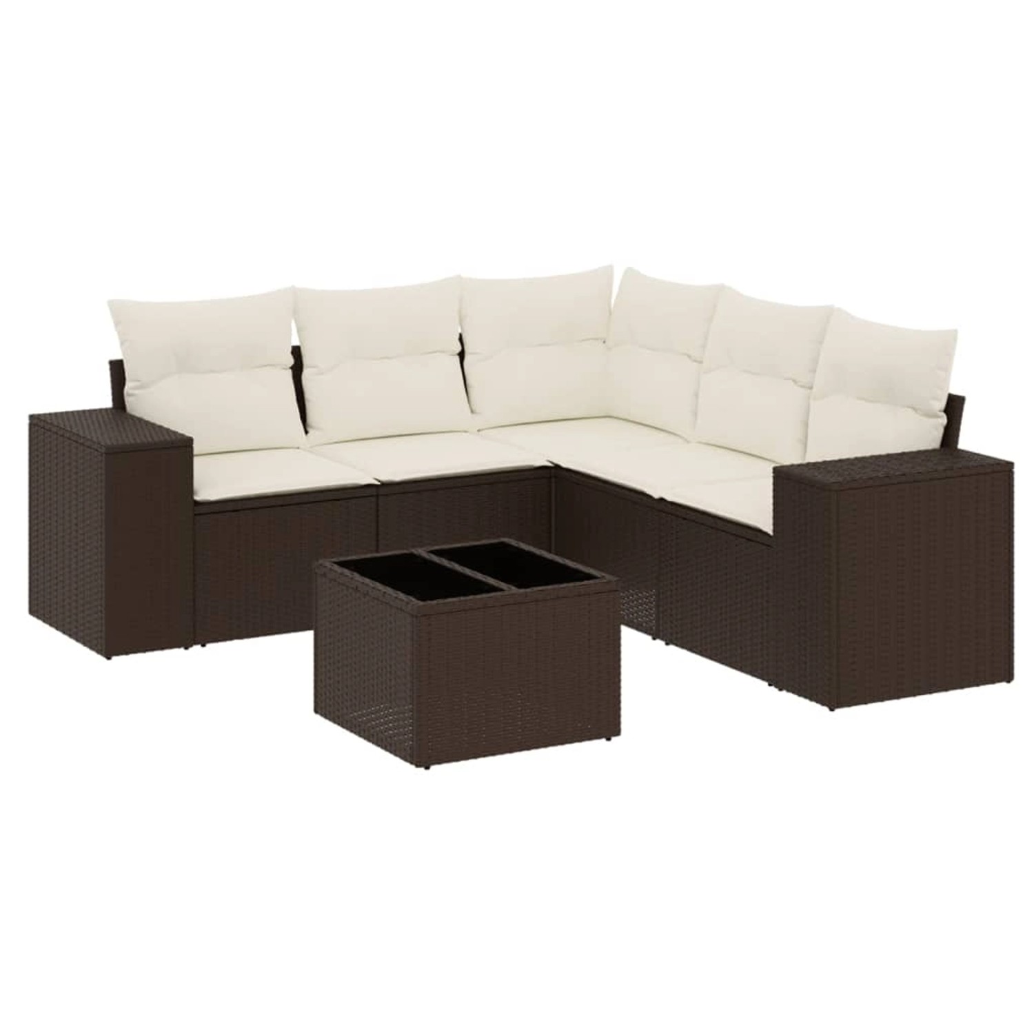 vidaXL 6-Tlg Garten-Sofagarnitur mit Kissen Braun Poly Rattan 3222562 günstig online kaufen