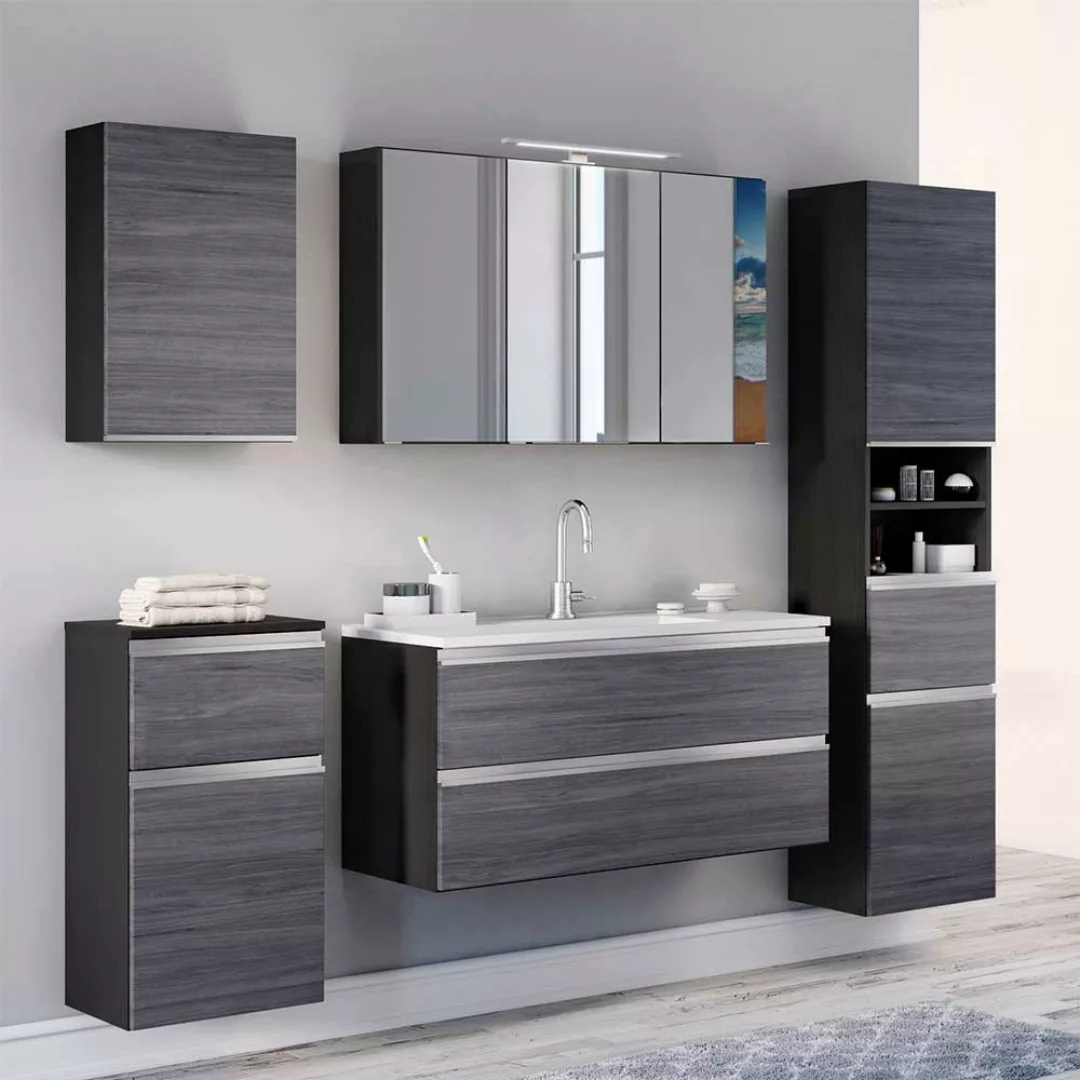 Möbelset für Badezimmer Eiche Grau (fünfteilig) günstig online kaufen