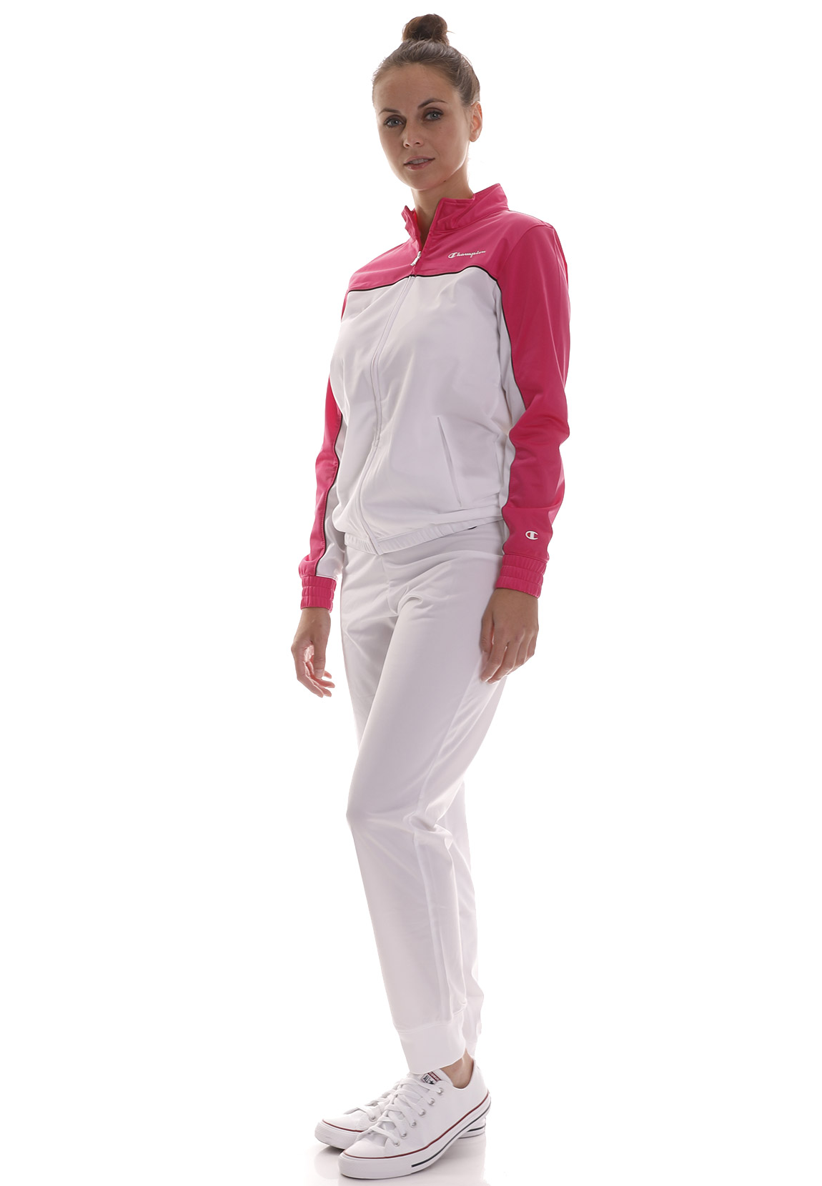 Champion Damen Trainingsanzug 115149 WW001 WHT WHT FPL Weiß Pink günstig online kaufen