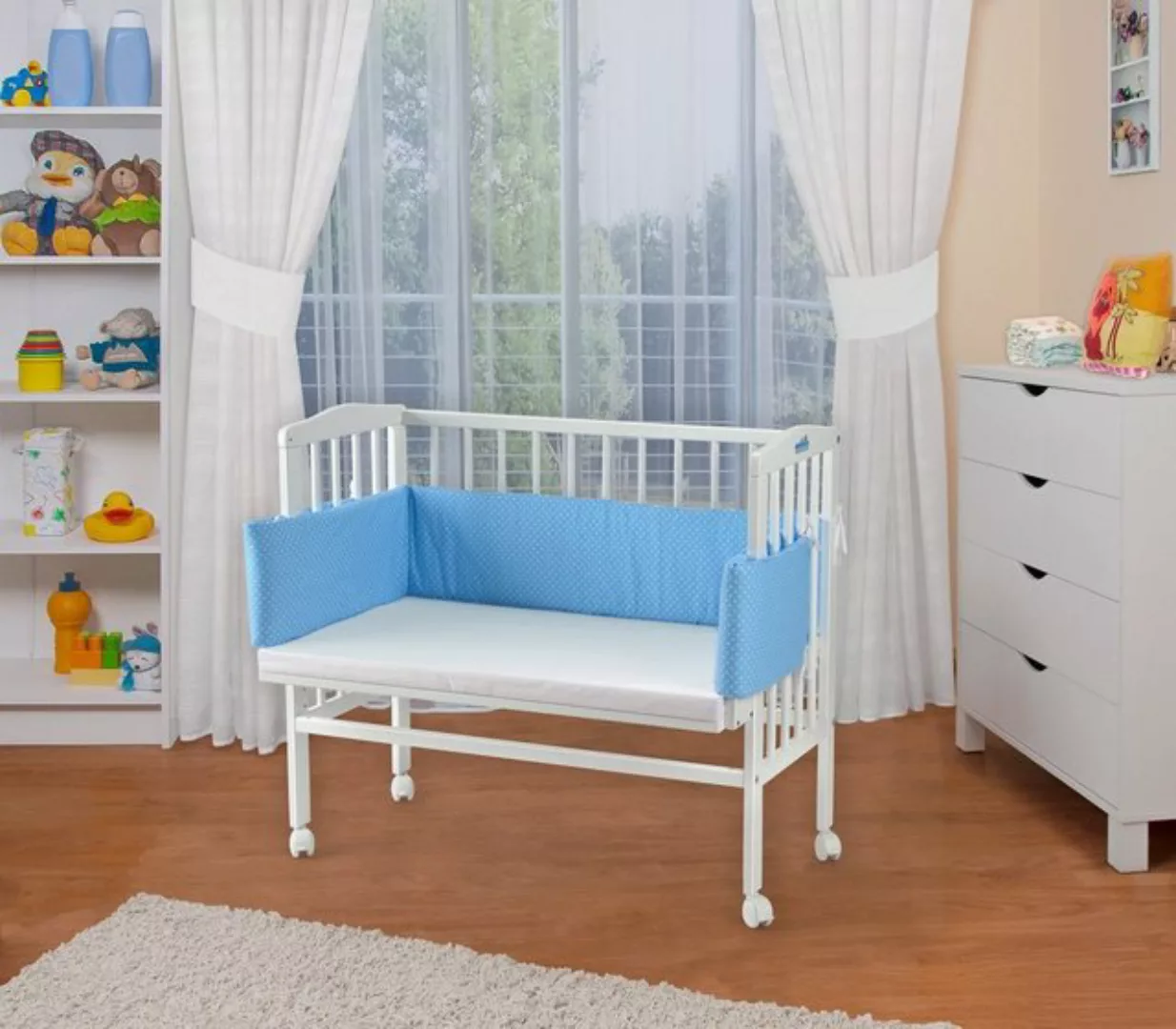 Waldin Beistellbett Baby Beistellbett, Matratze, Stoffset, Buche massiv, ve günstig online kaufen