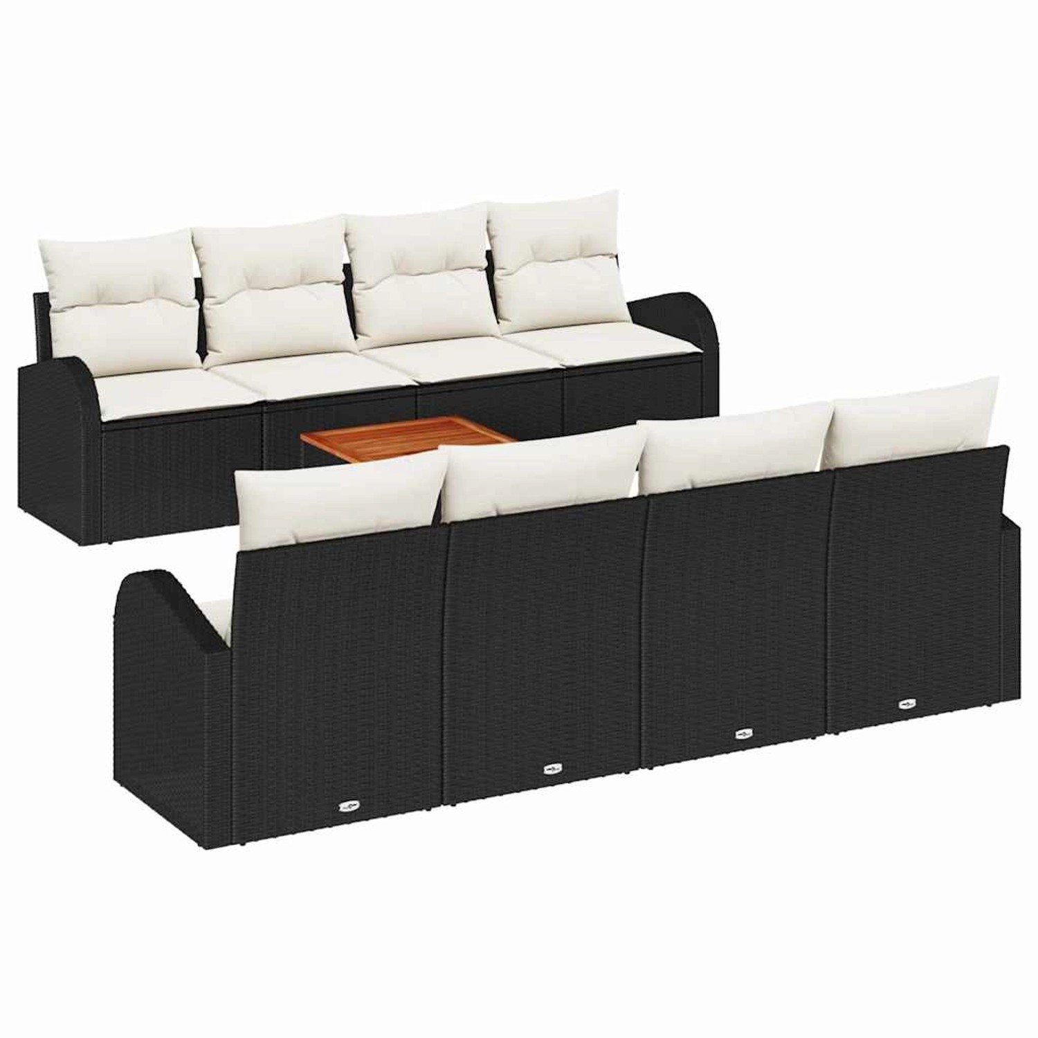 vidaXL Garten-Sofa-Set 9-Tlg Schwarz Poly Rattan 3347551 günstig online kaufen