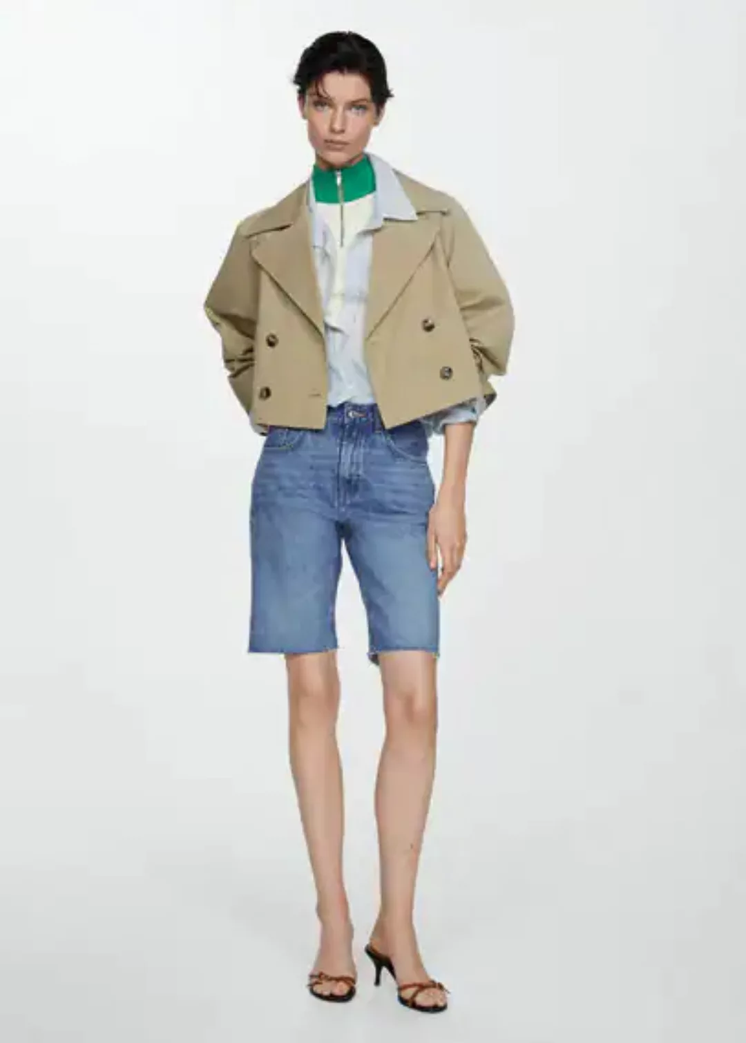 Jeans-Bermudashorts mit ausgefranstem Saum günstig online kaufen