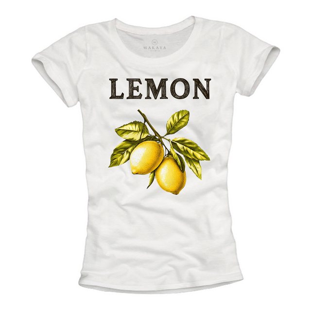 MAKAYA Print-Shirt Damen Zitrone Lemon Motiv Zitronengelb Modisch Elegant B günstig online kaufen